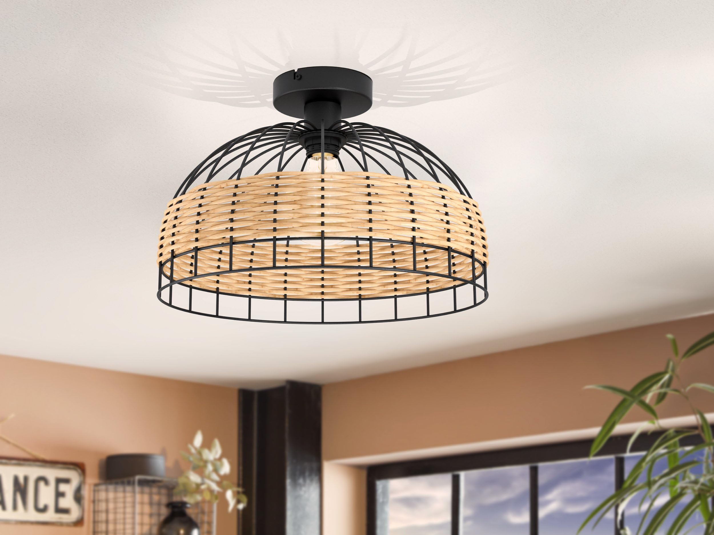 eglo-anwick-deckenlampe-vintage-boho-rattan-e27-38-cm image 3