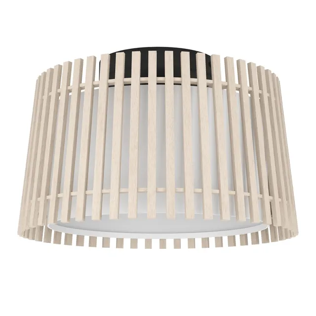 eglo-fattoria-deckenlampe-38-cm-holz-hell-und-stoff-wei-e27 image 1
