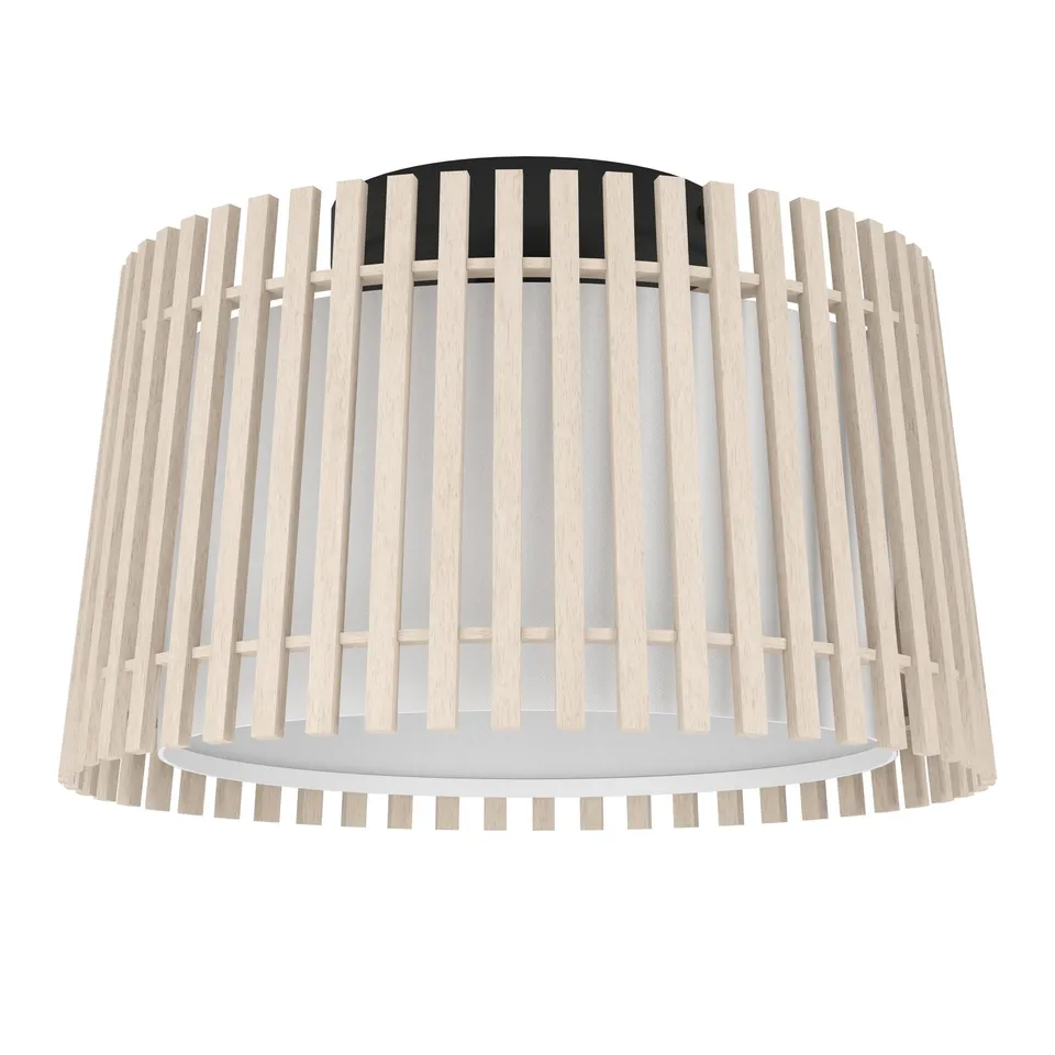 eglo-fattoria-deckenlampe-38-cm-holz-hell-und-stoff-wei-e27 image 1