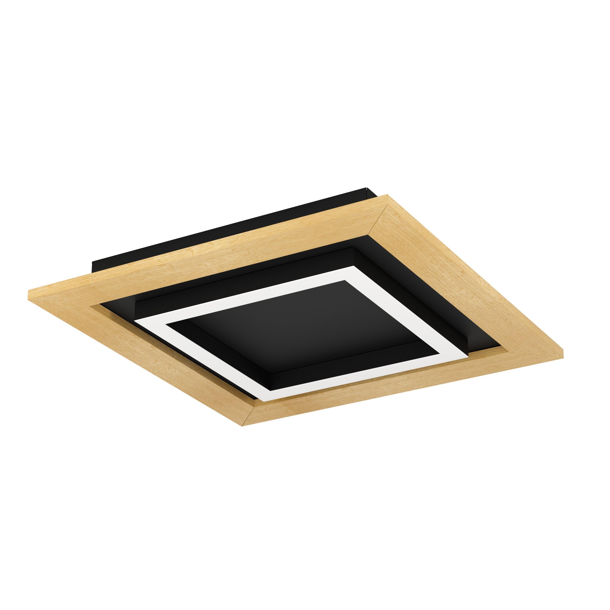 eglo-tirrenara-led-deckenleuchte-quadratisch-37-x-37-cm-holz-metall-schwarz-dimm image 1