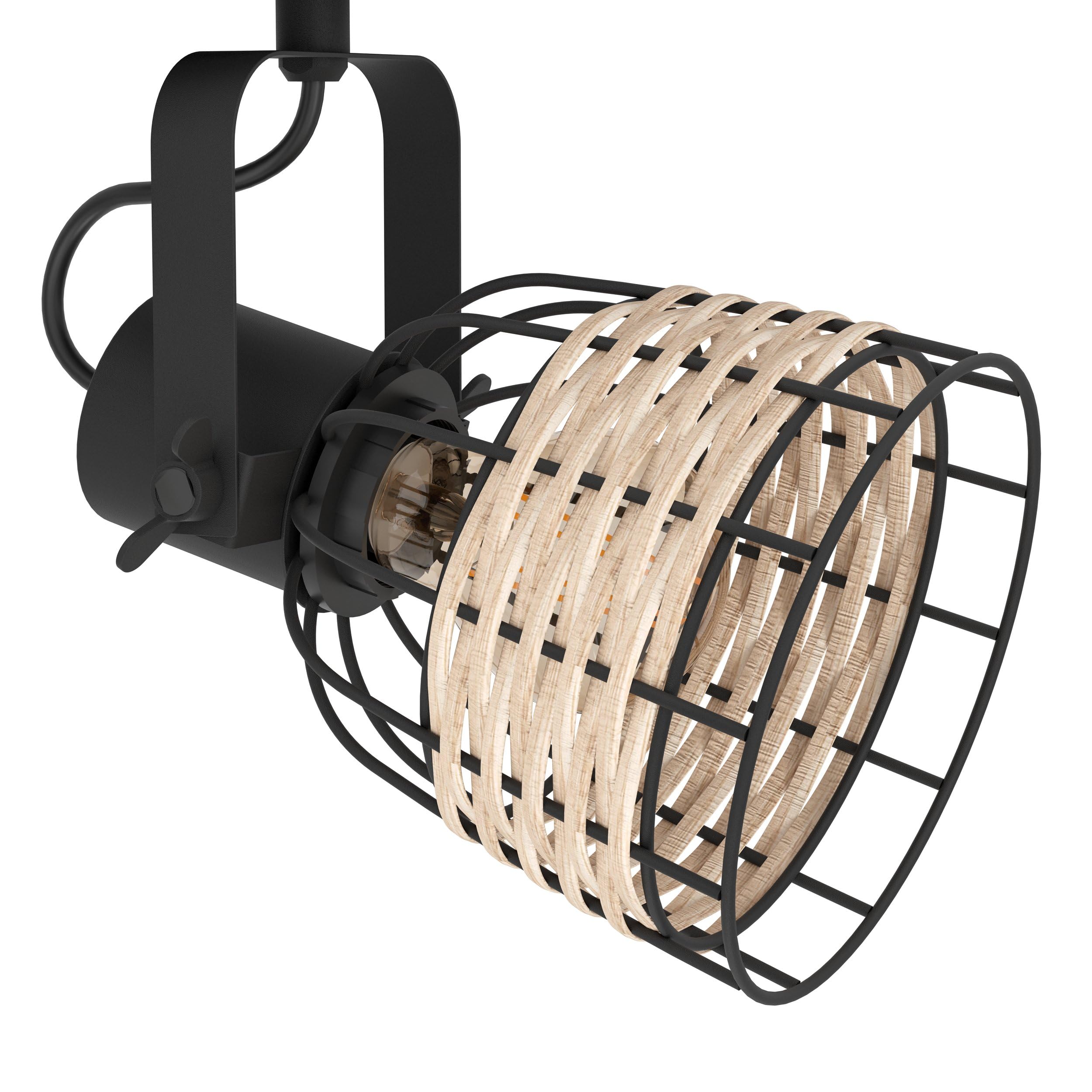 eglo-anwick-1-deckenleuchte-2-flammig-vintage-boho-schwarz-natur-rattan-e27 image 4
