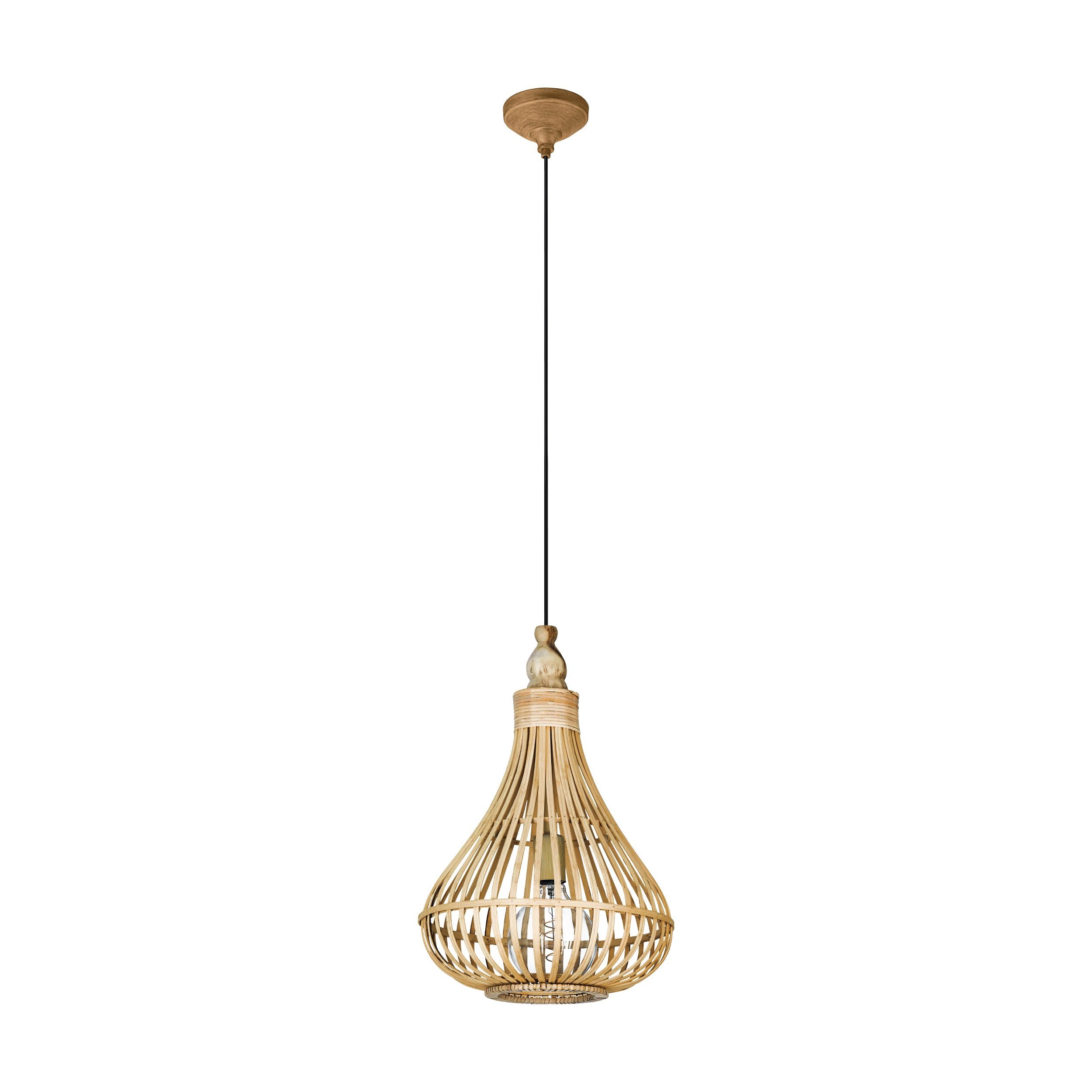 eglo-pendelleuchte-amsfield-35cm-vintage-holz-natur-boho-h-ngelampe-e27-stahl image 2