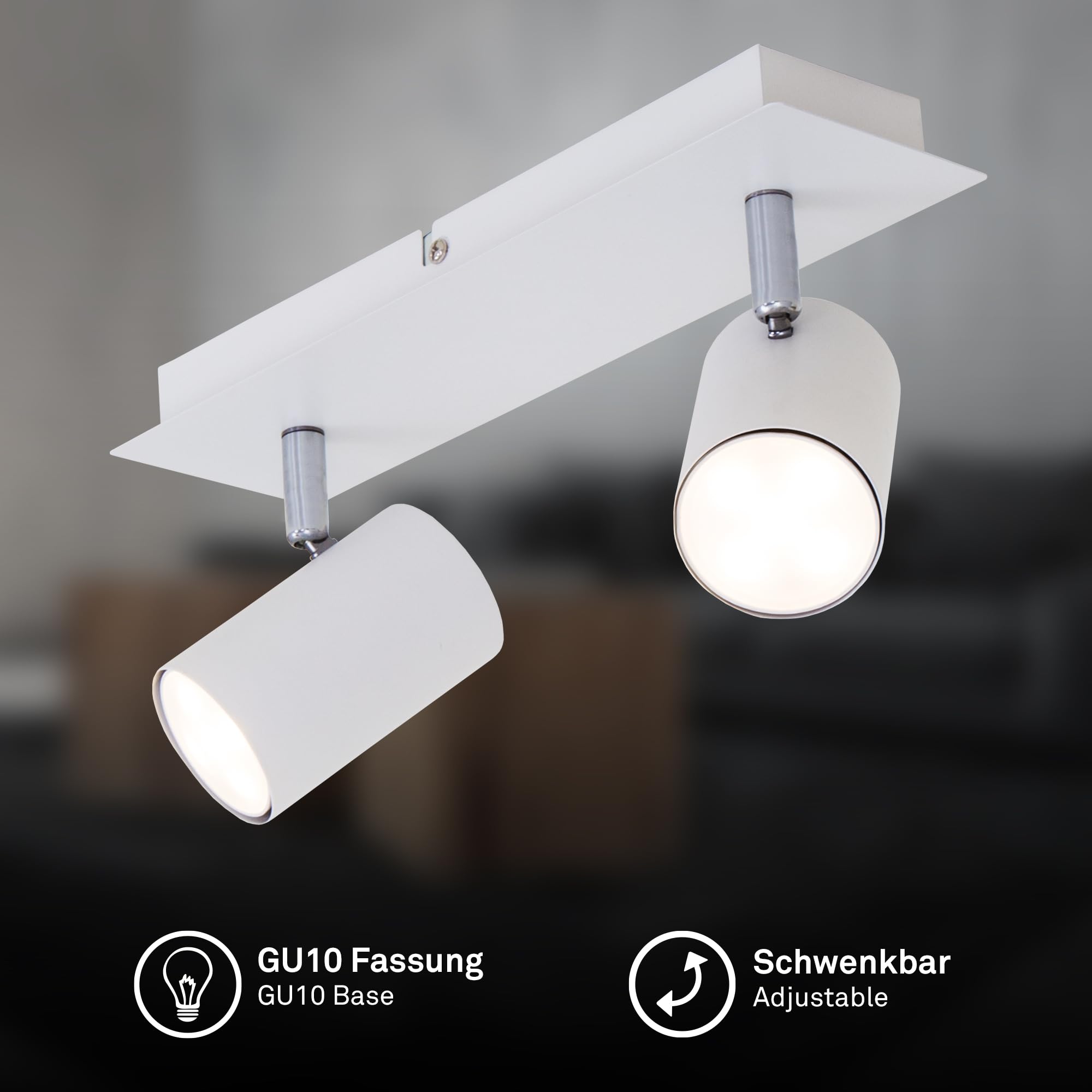 briloner-deckenlampe-2-flammig-schwenkbar-gu10-max-40-watt-29x8x12-3-cm-wei image 2