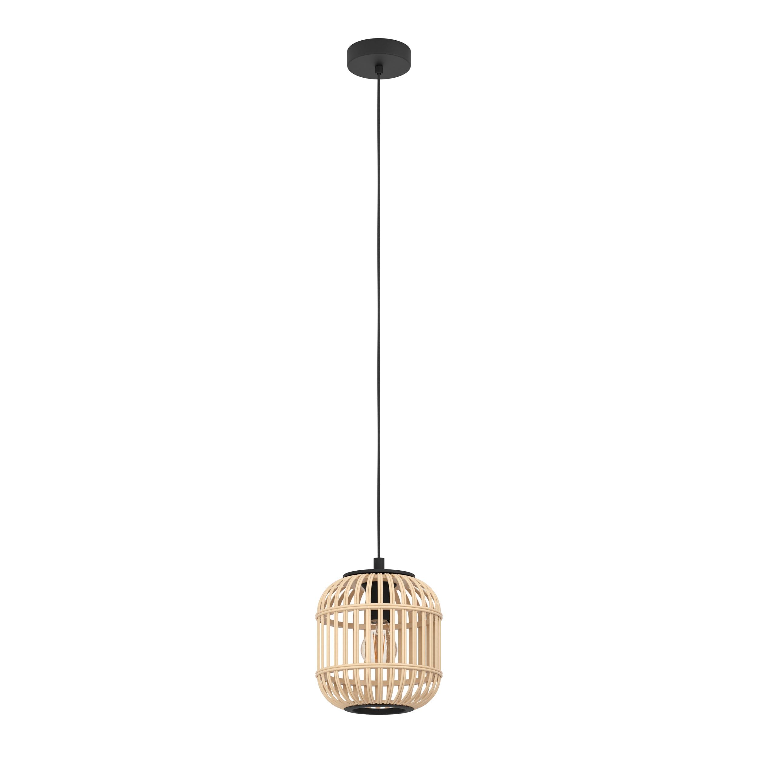 eglo-bordesley-pendelleuchte-e27-1-flammig-bambus-natur-stahl-schwarz-34-cm image 6