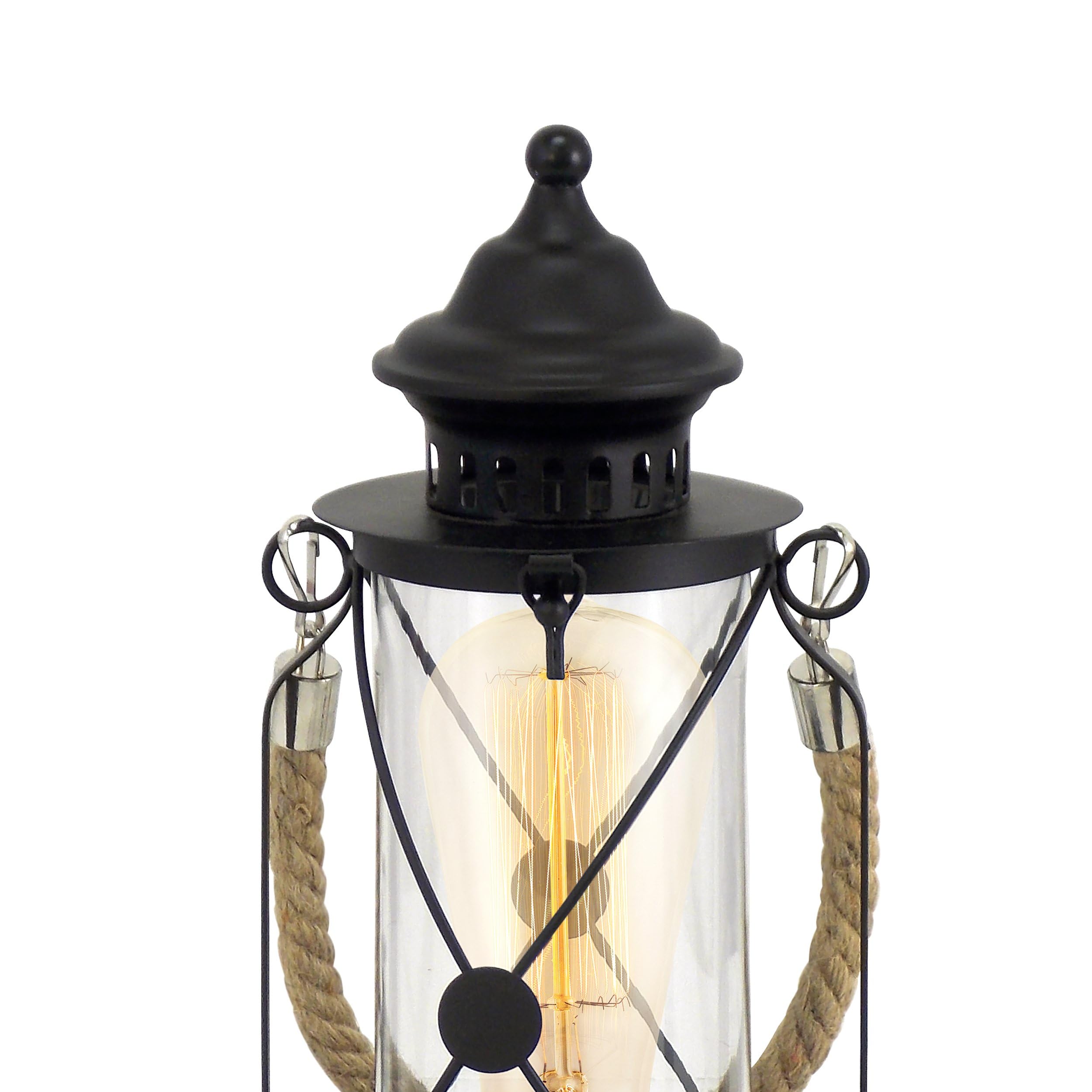 eglo-bradford-tischlampe-vintage-laterne-schwarz-glas-e27 image 5