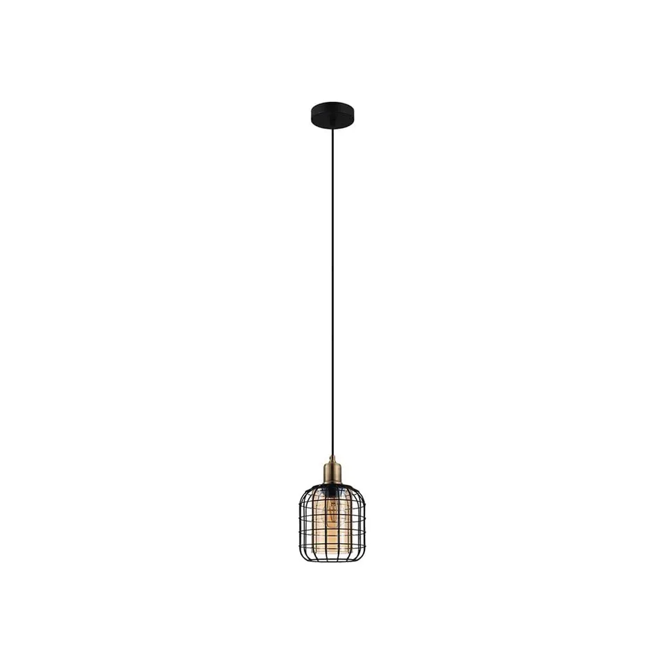 eglo-chisle-pendelleuchte-1-flammig-schwarz-draht-amber-16-5-cm image 1