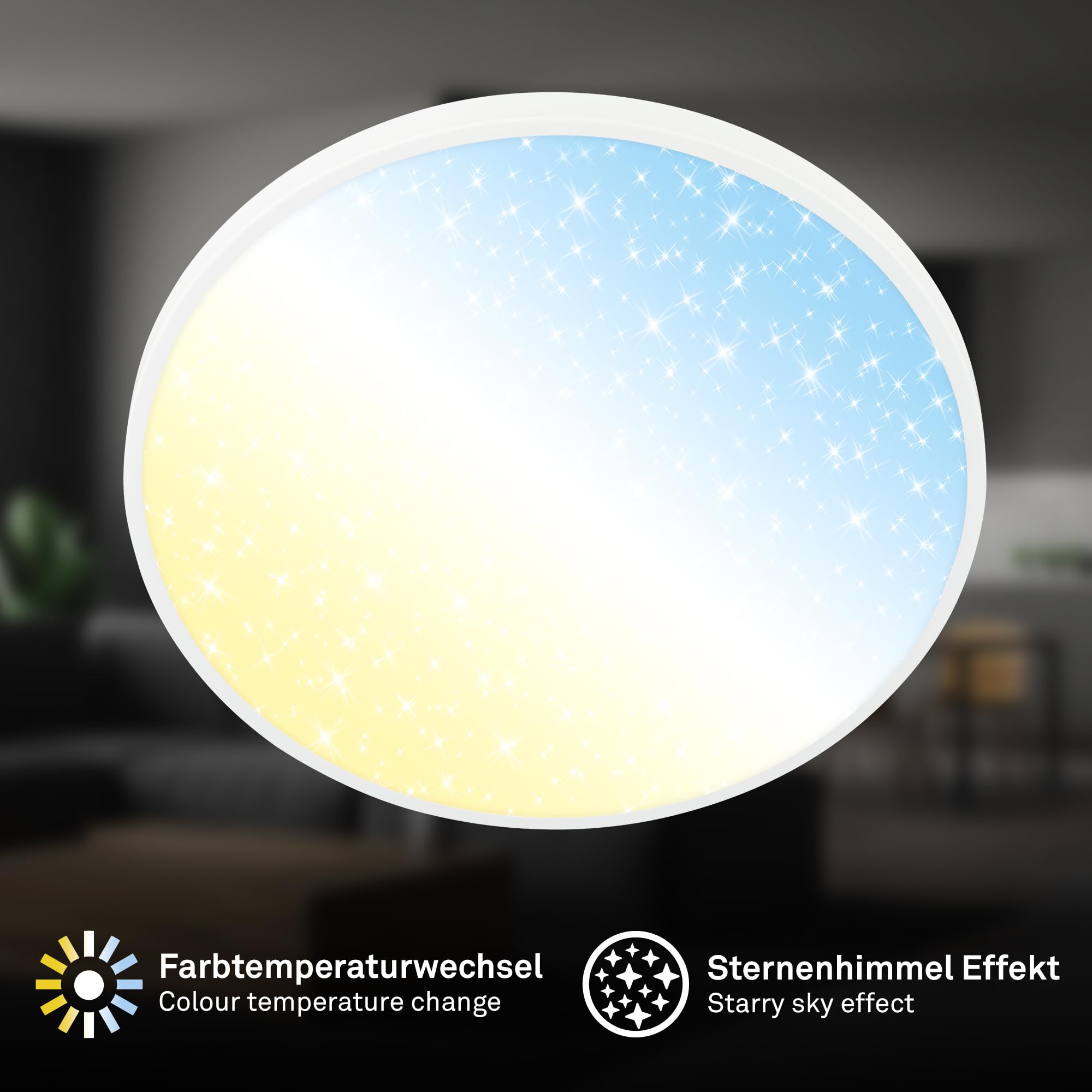 briloner-led-deckenleuchte-wei-mit-sternenhimmel-dekorblende-cct-dimmbar-38-cm image 2