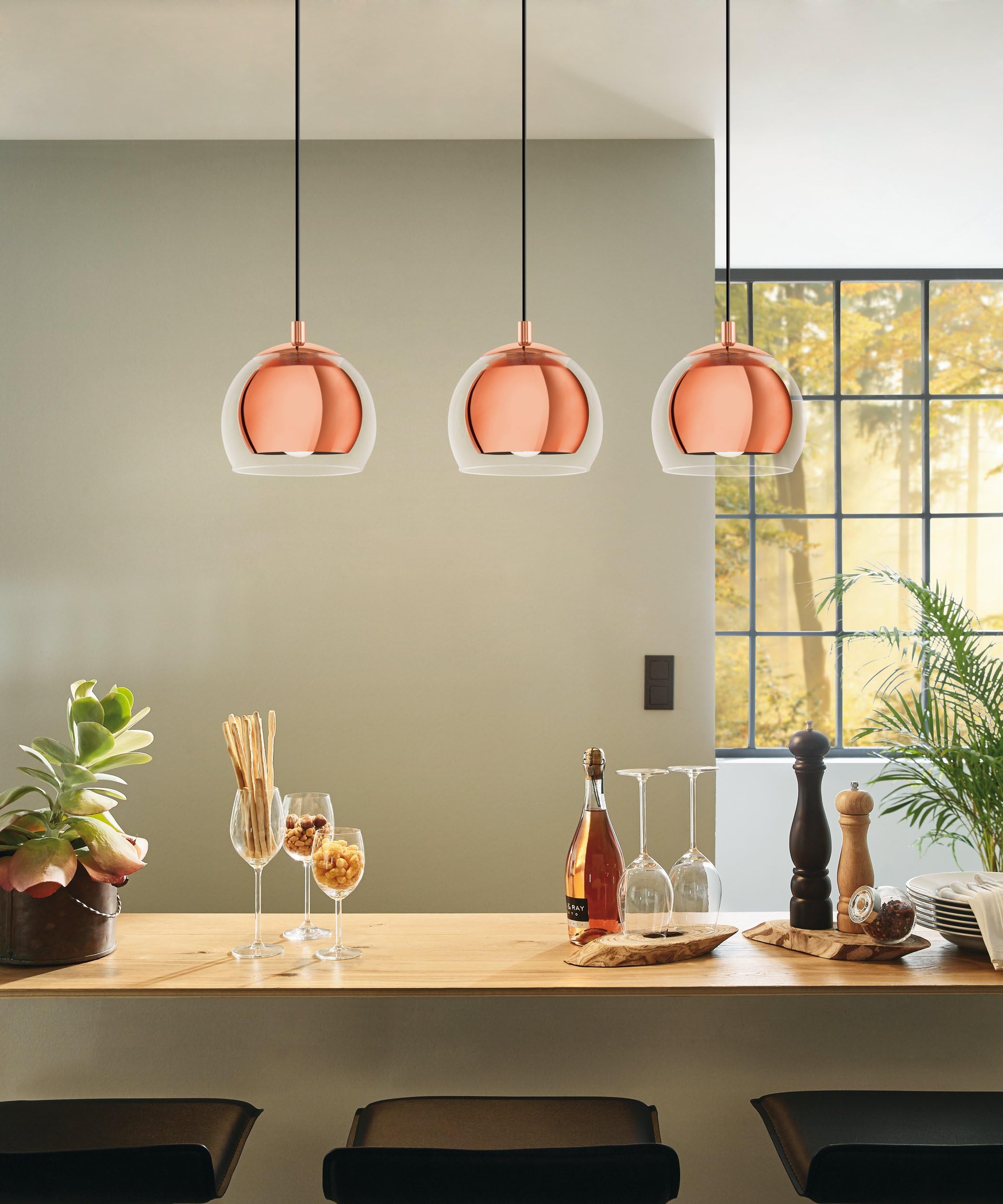 eglo-rocamar-pendelleuchte-3-flammig-h-ngelampe-metall-kupfer-glas-klar-e27 image 3