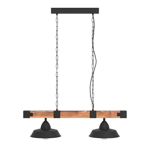 eglo-oldbury-pendellampe-2-flammig-industrial-stahl-holz-e27-schwarz-braun-86cm image 8