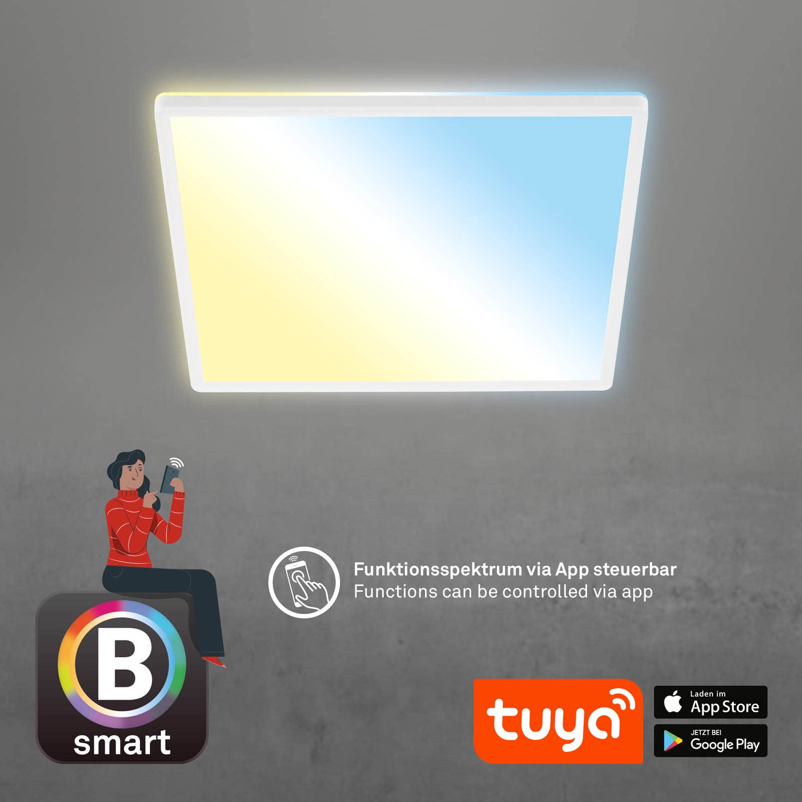 briloner-smart-home-led-deckenlampe-flach-42x42-cm-wei-mit-alexa-fernbedienung-u image 6