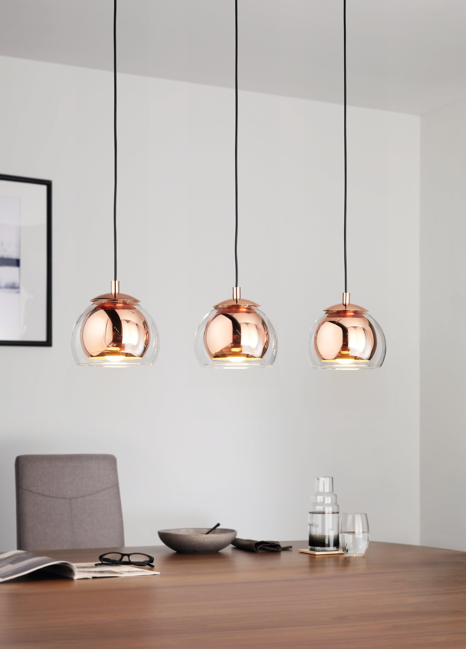 eglo-rocamar-pendelleuchte-3-flammig-h-ngelampe-metall-kupfer-glas-klar-e27 image 4