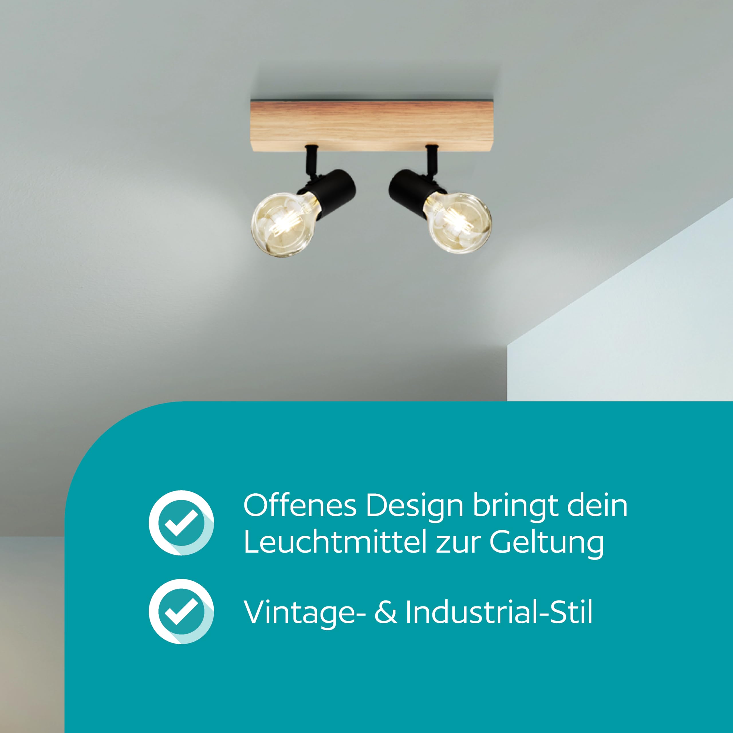 eglo-townshend-3-deckenlampe-2-flammig-industrial-stahl-holz-e27 image 3
