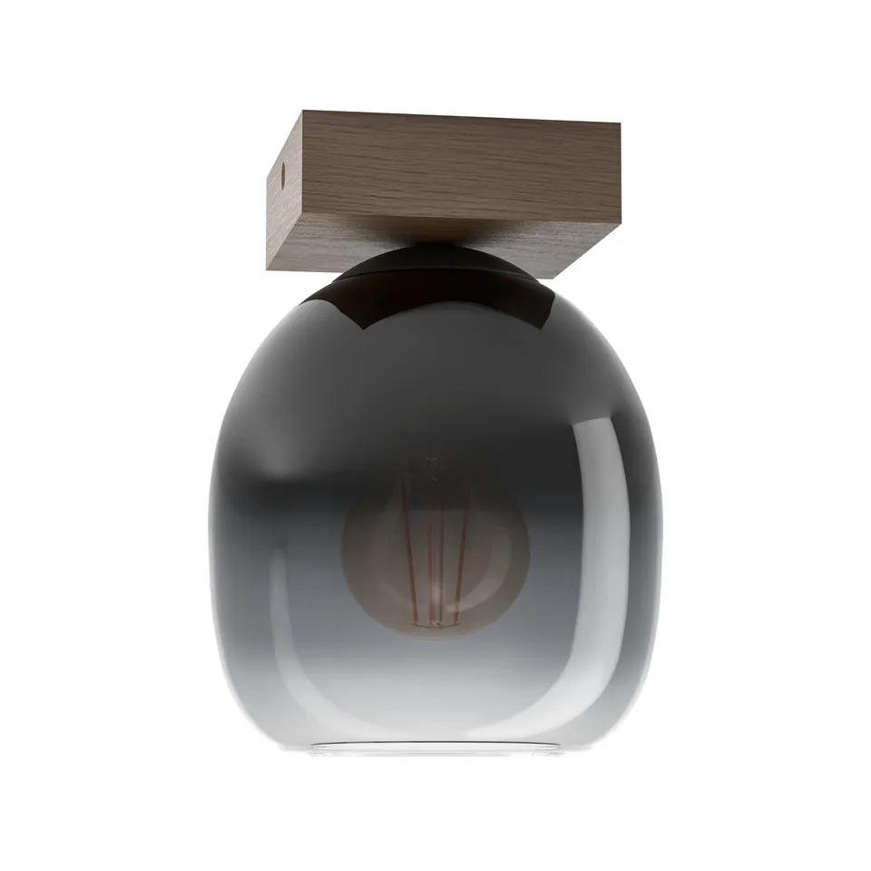 eglo-filago-deckenleuchte-holz-walnuss-braun-glas-schwarz-transparent-e27-14-5-c image 1