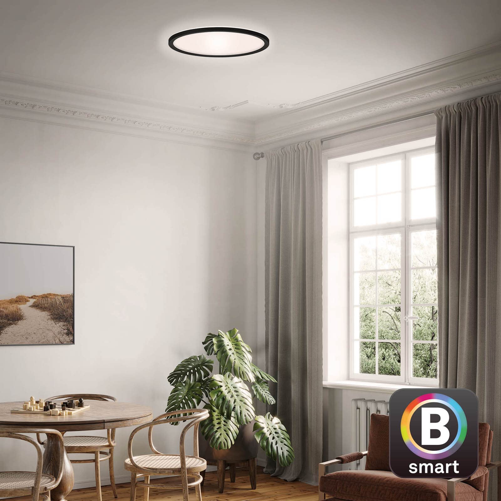 briloner-led-deckenlampe-smart-home-rund-schwarz-alexa-cct-backlight image 2