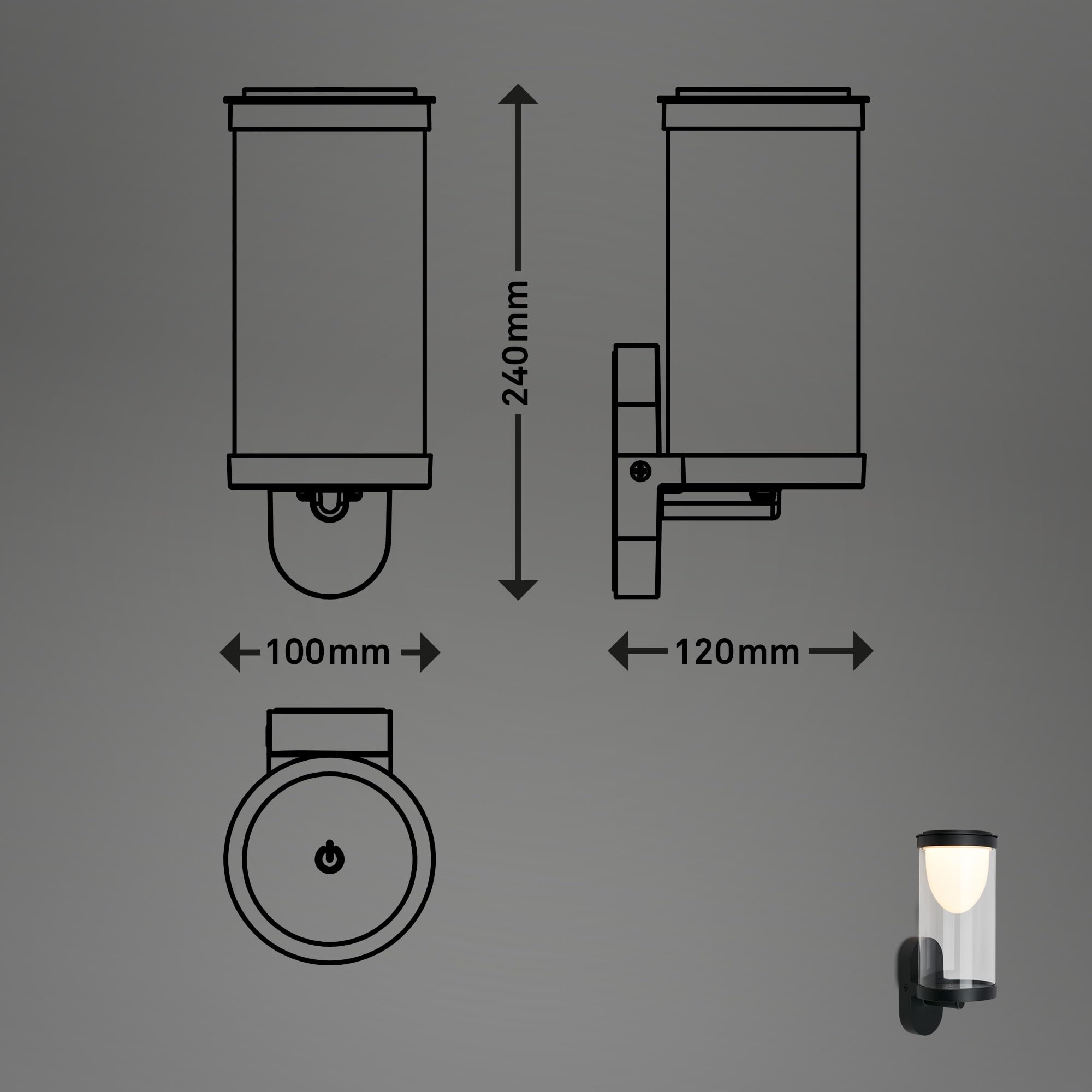 briloner-led-wandleuchte-akku-touch-dimmbar-ip44-schwarz-24x12x10cm image 7