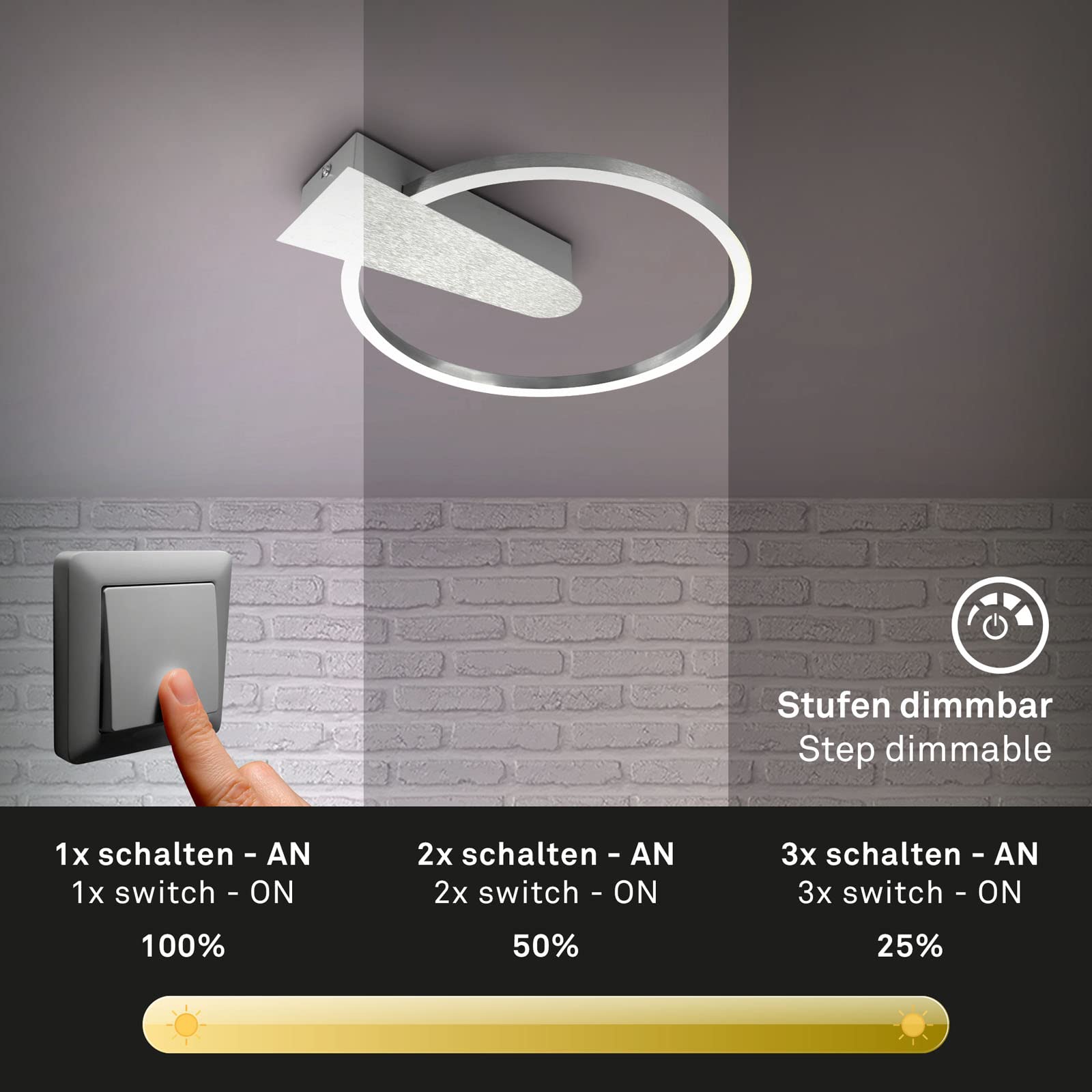briloner-led-deckenleuchte-rund-29-5-cm-aluminium-12w-warmwei-3-stufen-dimmbar image 3