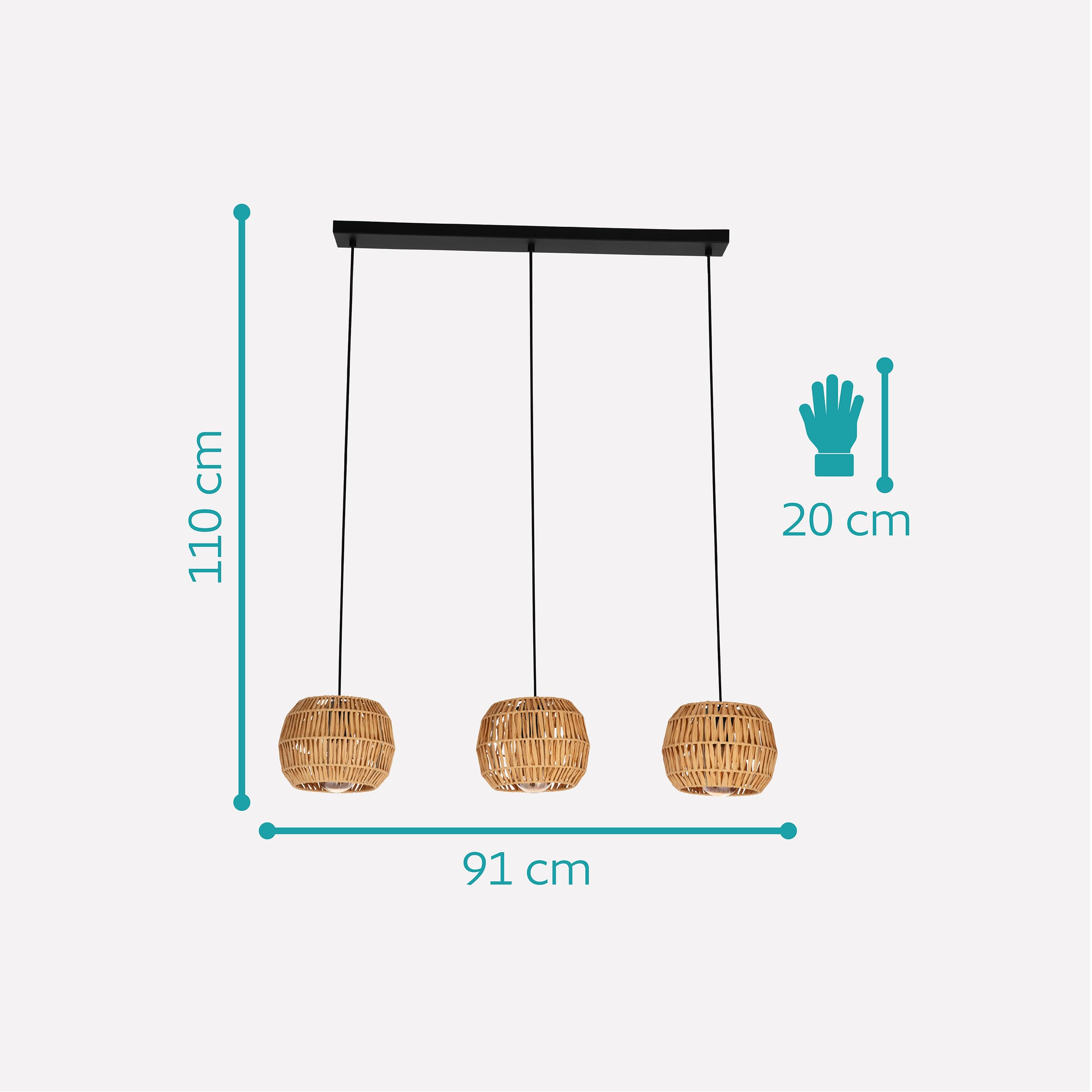 eglo-sheldon-3-flammige-pendelleuchte-91-cm-boho-bast-e27-schwarz image 5