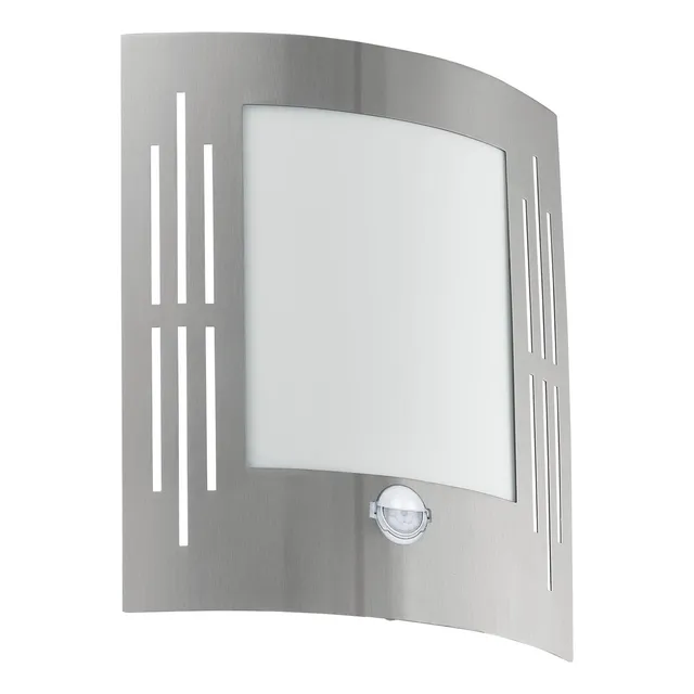 eglo-city-au-en-wandlampe-mit-bewegungsmelder-e27-ip44-wei-edelstahl image 1