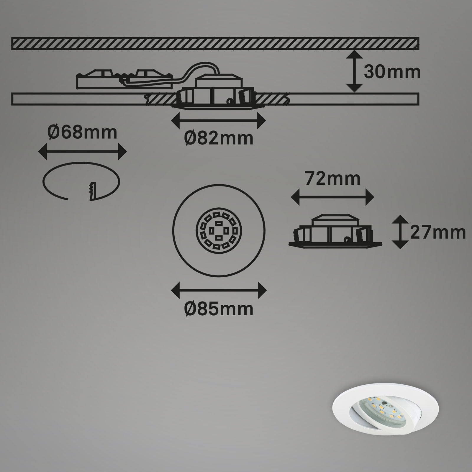 briloner-led-einbauleuchte-3er-set-dimmbar-schwenkbar-rund-wei-230v image 4