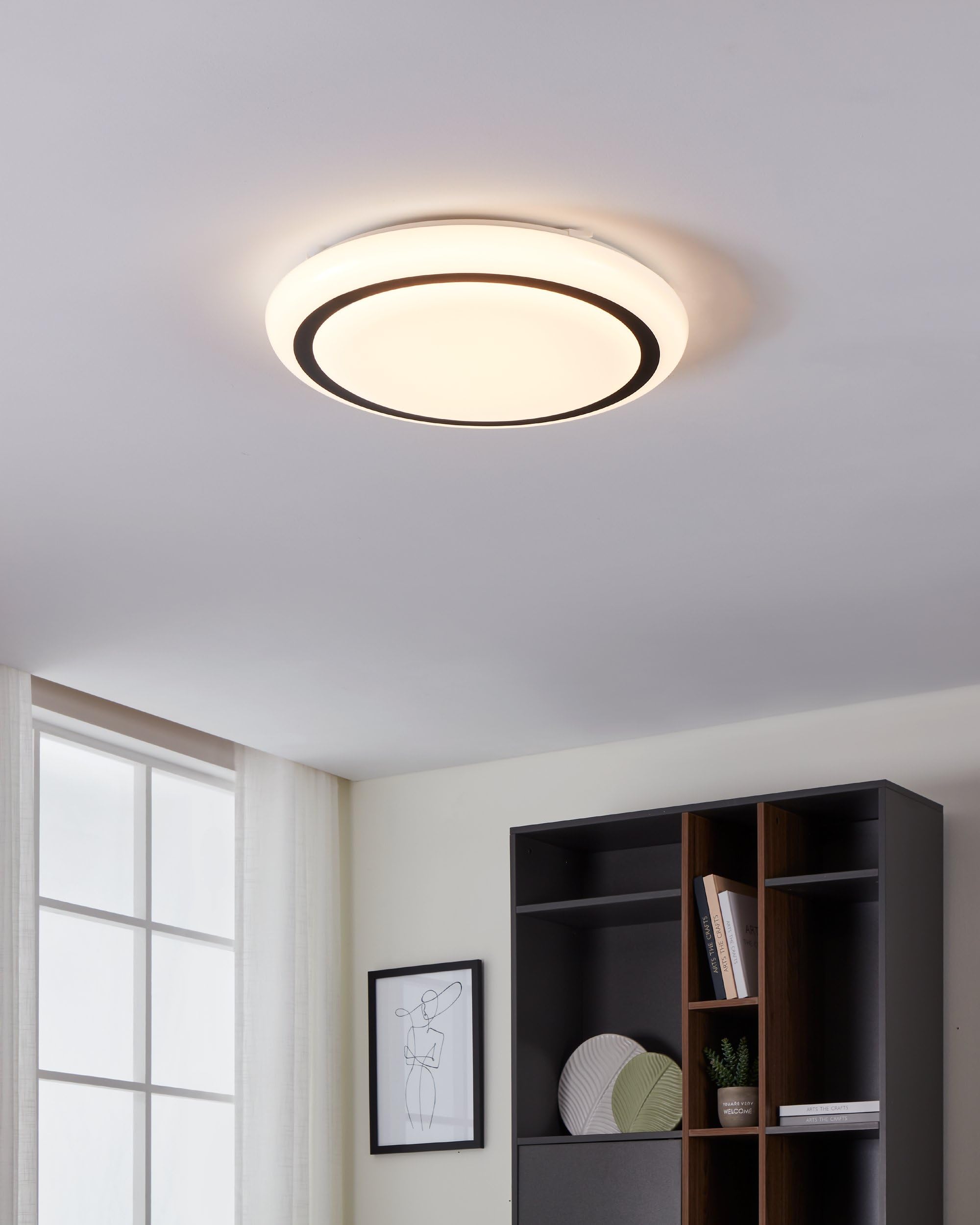 eglo-capasso-runde-led-deckenleuchte-48-cm-wei-schwarz-warmwei image 2