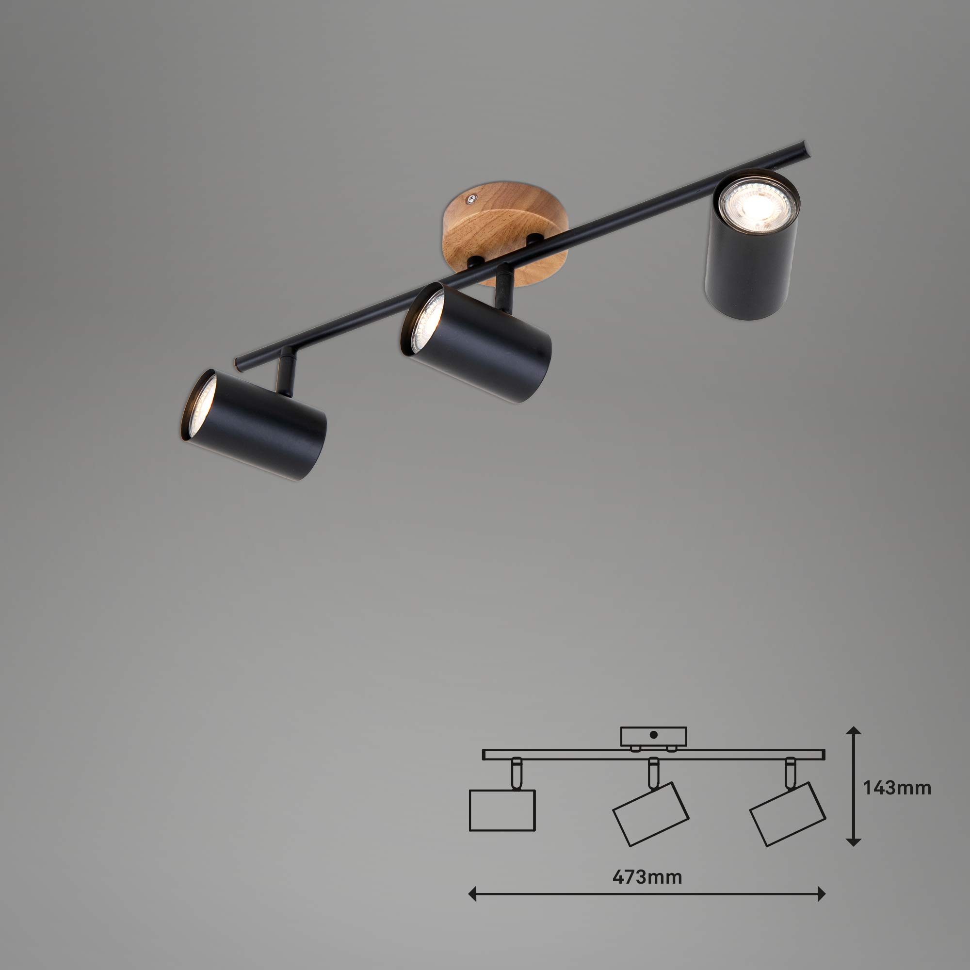 briloner-deckenlampe-3-flammig-schwenkbar-holzbasis-gu10-47-3x9x14-3-cm-schwarz image 2
