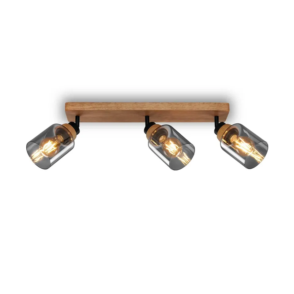 briloner-deckenlampe-3-flammig-mit-rauchglas-schwenkbar-schwarz-holz image 1