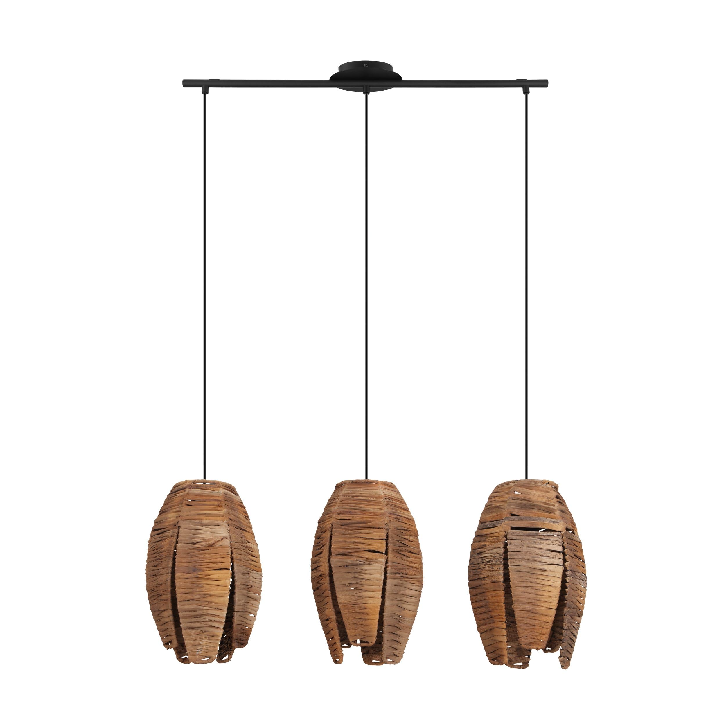 eglo-mongu-1-pendelleuchte-3-flammig-bast-natur-schwarz-e27 image 1