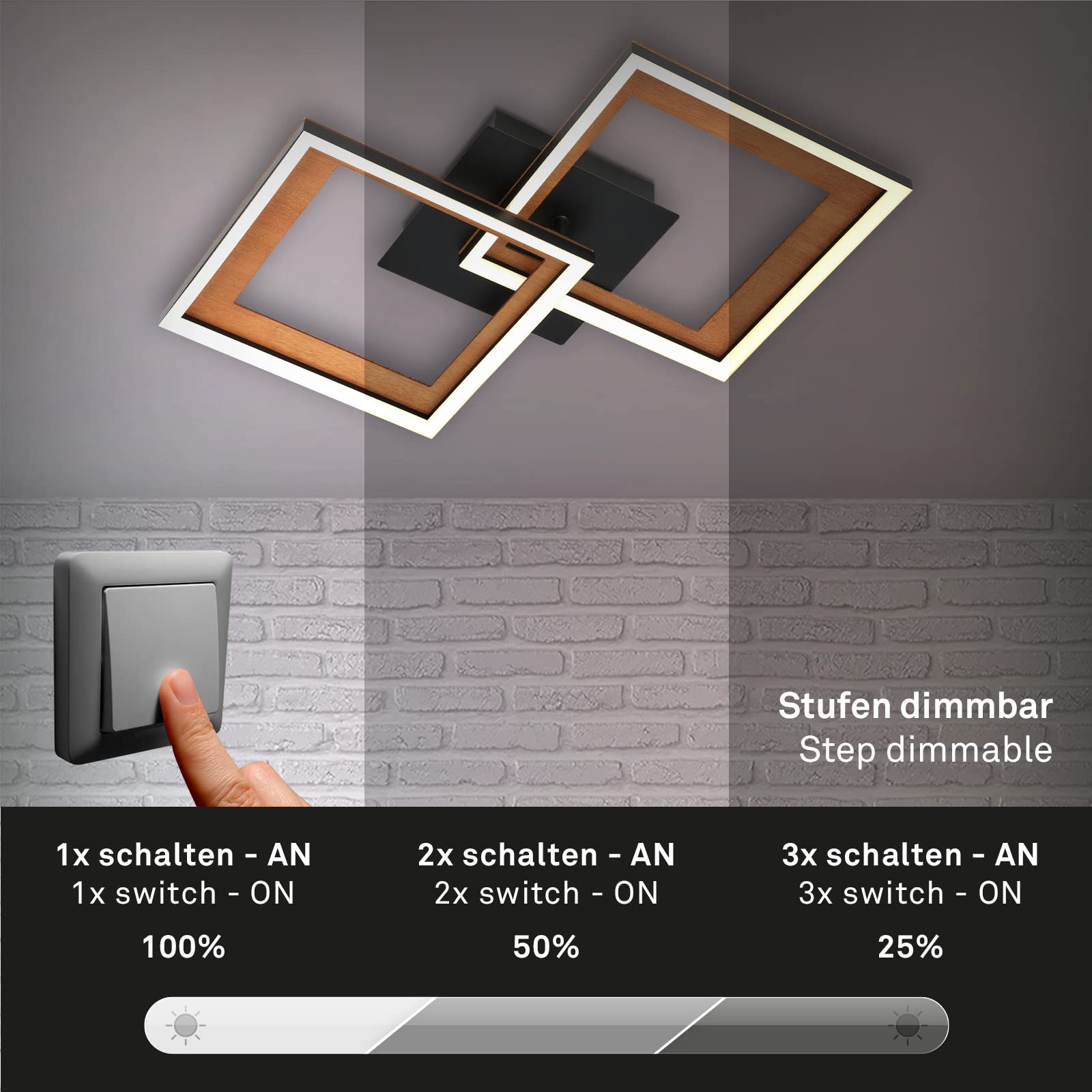 briloner-frame-led-deckenlampe-22w-2200lm-schwenkbar-schwarz-holz-440mm image 3