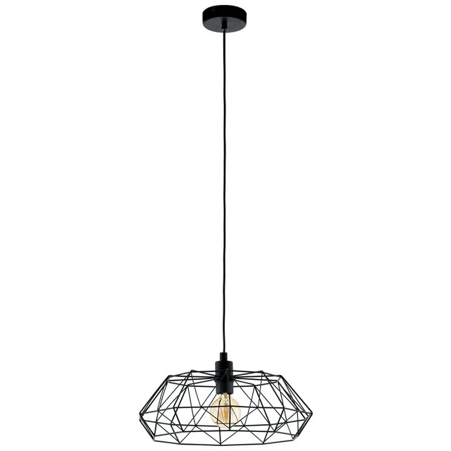 eglo-carlton-2-vintage-pendelleuchte-e27-drahtschirm-45-5cm-schwarz image 1