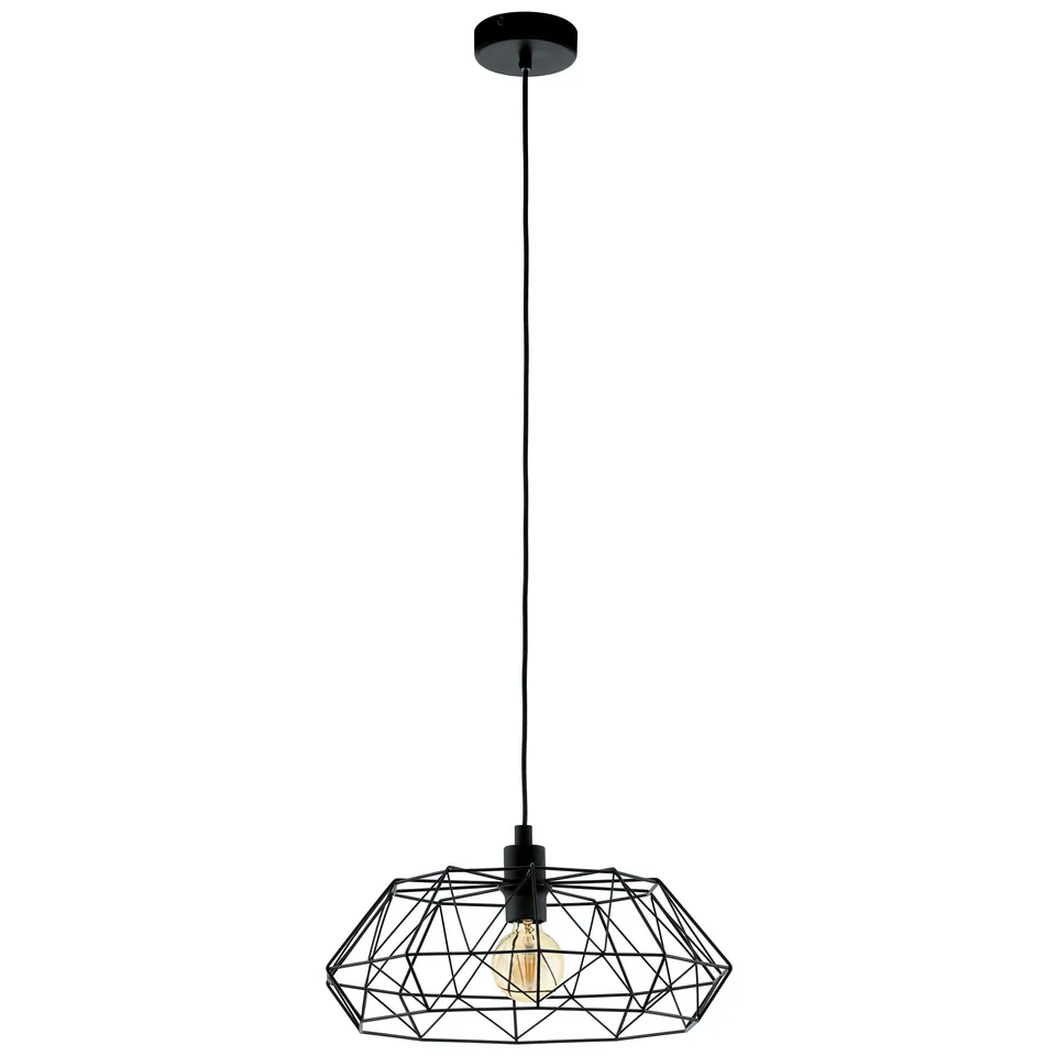 eglo-carlton-2-vintage-pendelleuchte-e27-drahtschirm-45-5cm-schwarz image 1