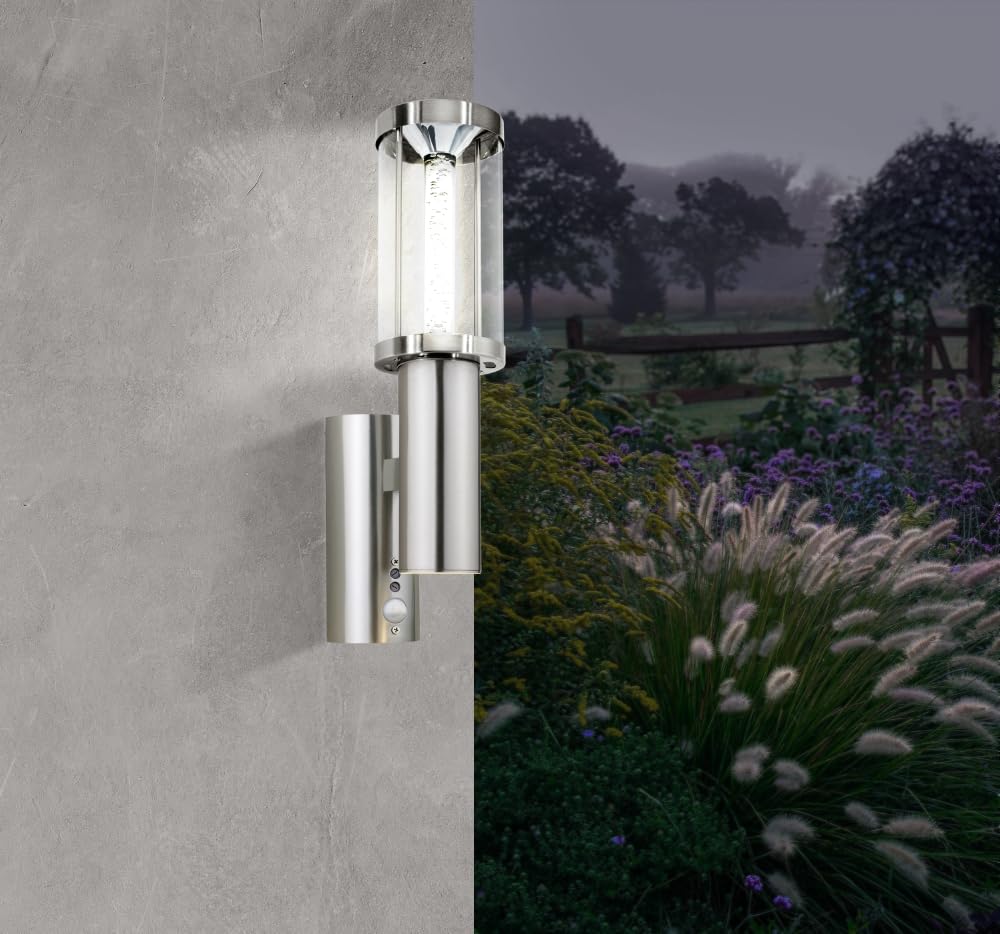 eglo-trono-stick-2-flammige-au-en-wandlampe-mit-bewegungsmelder-silber-gu10-ip44 image 3