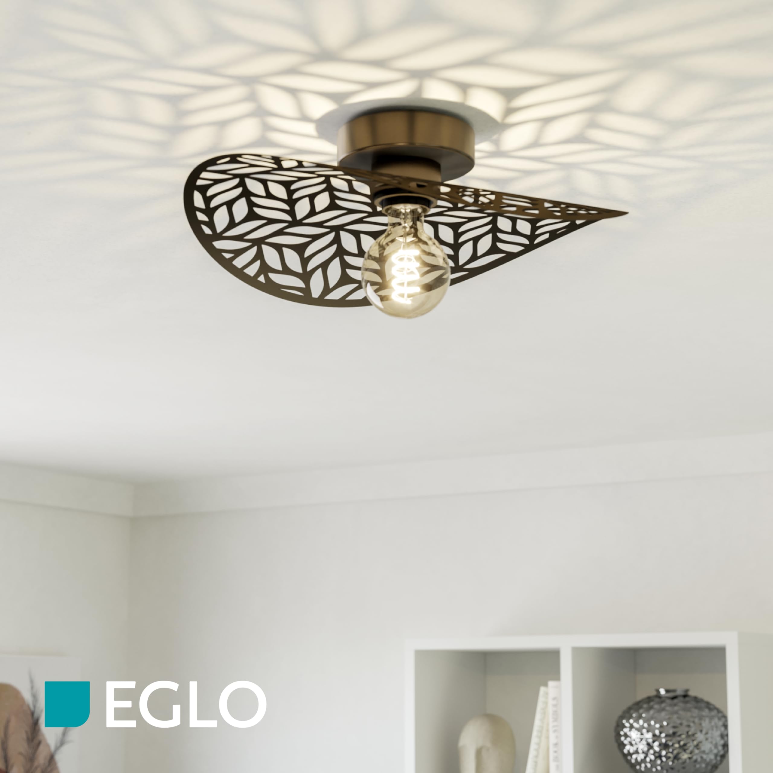 eglo-swaby-deckenlampe-40-cm-stahl-bronze-mit-blatt-dekor-e27 image 3