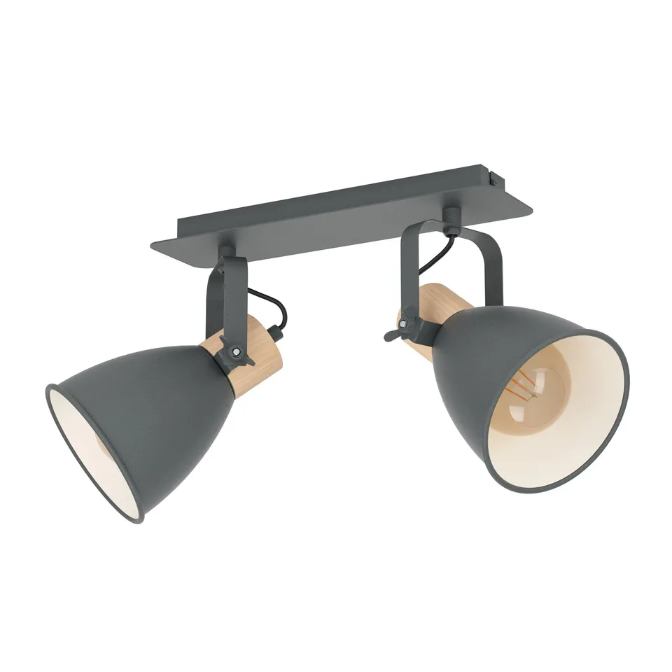 eglo-coswarth-deckenlampe-2-flammig-e27-vintage-stahl-holz-48-cm image 1
