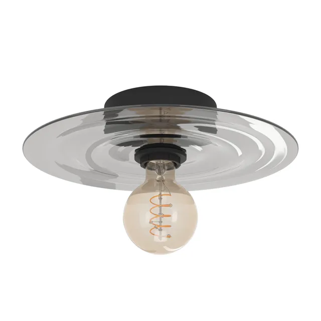 eglo-lintmill-deckenleuchte-30-cm-rauchglas-grau-schwarz-messing-e27 image 1