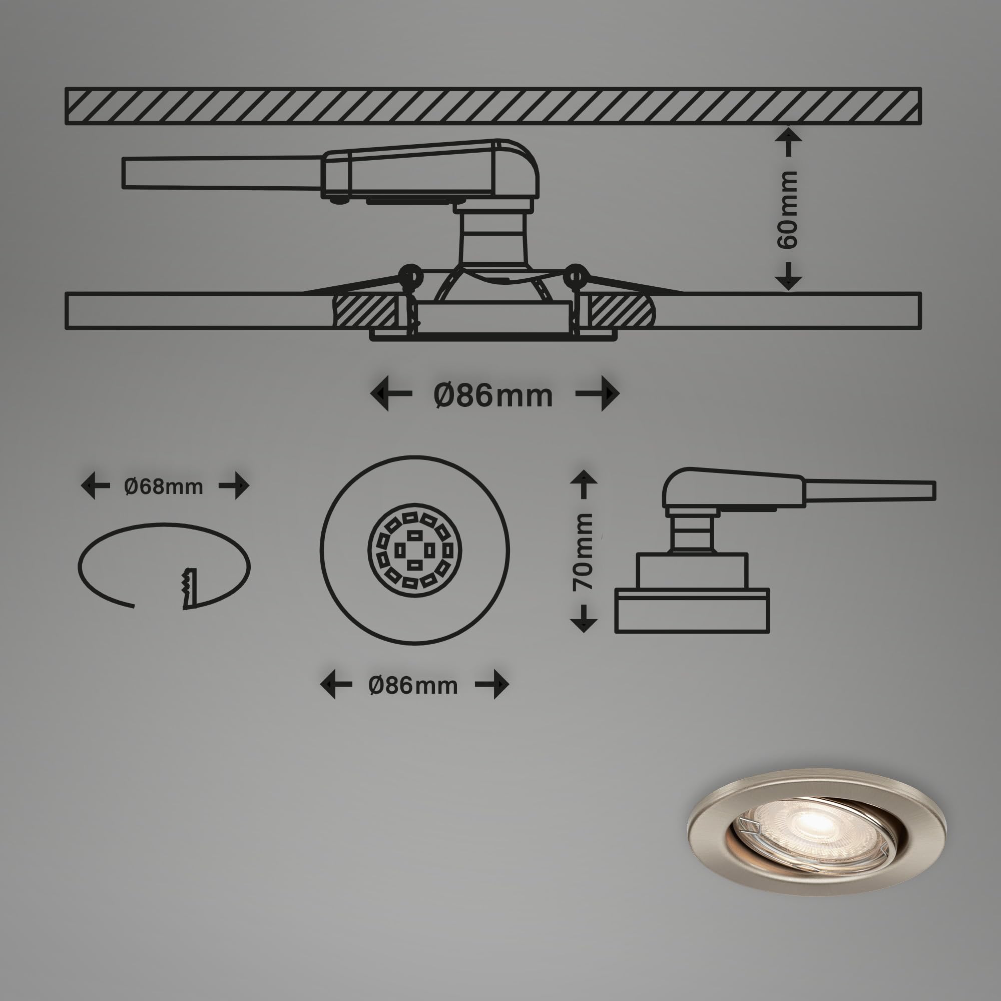 briloner-led-einbaustrahler-3er-set-matt-nickel-schwenkbar-stufen-dimmbar-gu10-5 image 3