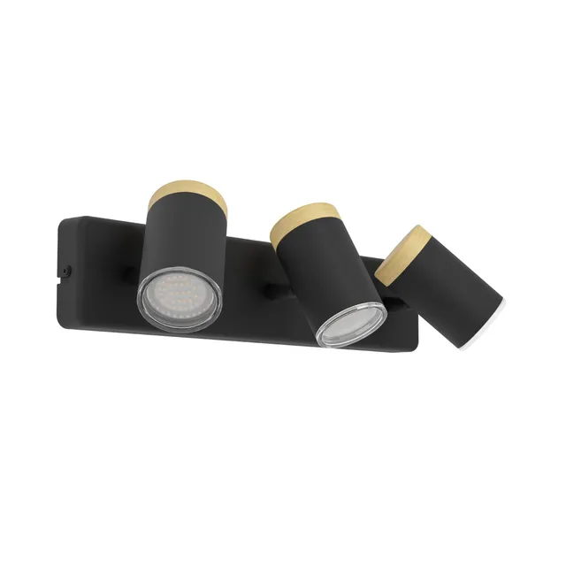 eglo-consuma-deckenlampe-3-flammig-spotbalken-gu10-ip44-stahl-schwarz-mit-holz image 1