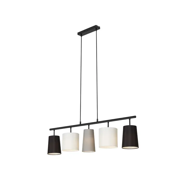 briloner-pendelleuchte-5-flammig-stoffschirm-e14-grau-wei-schwarz-96x120-cm image 1