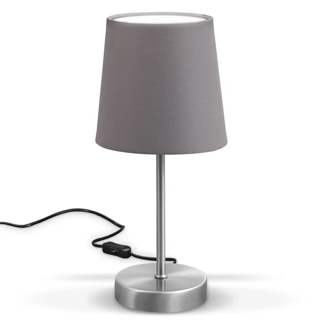 b-k-licht-nachttischlampe-e14-mit-stoffschirm-grau-30-8x10-cm image 1