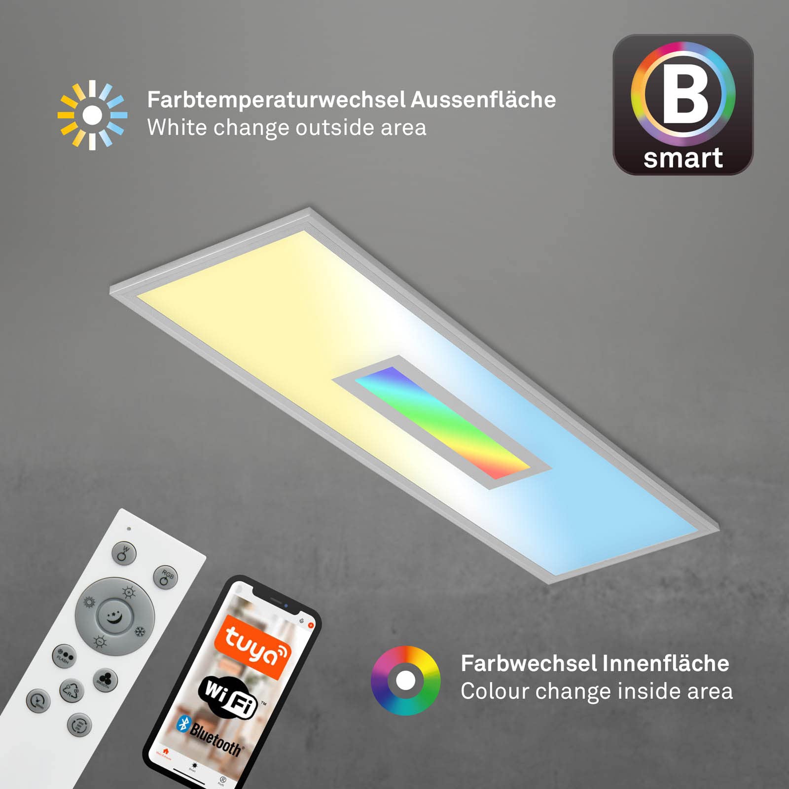 briloner-smart-home-led-deckenlampe-panel-100cm-rgb-cct-alexa-silberfarbig-28w image 4