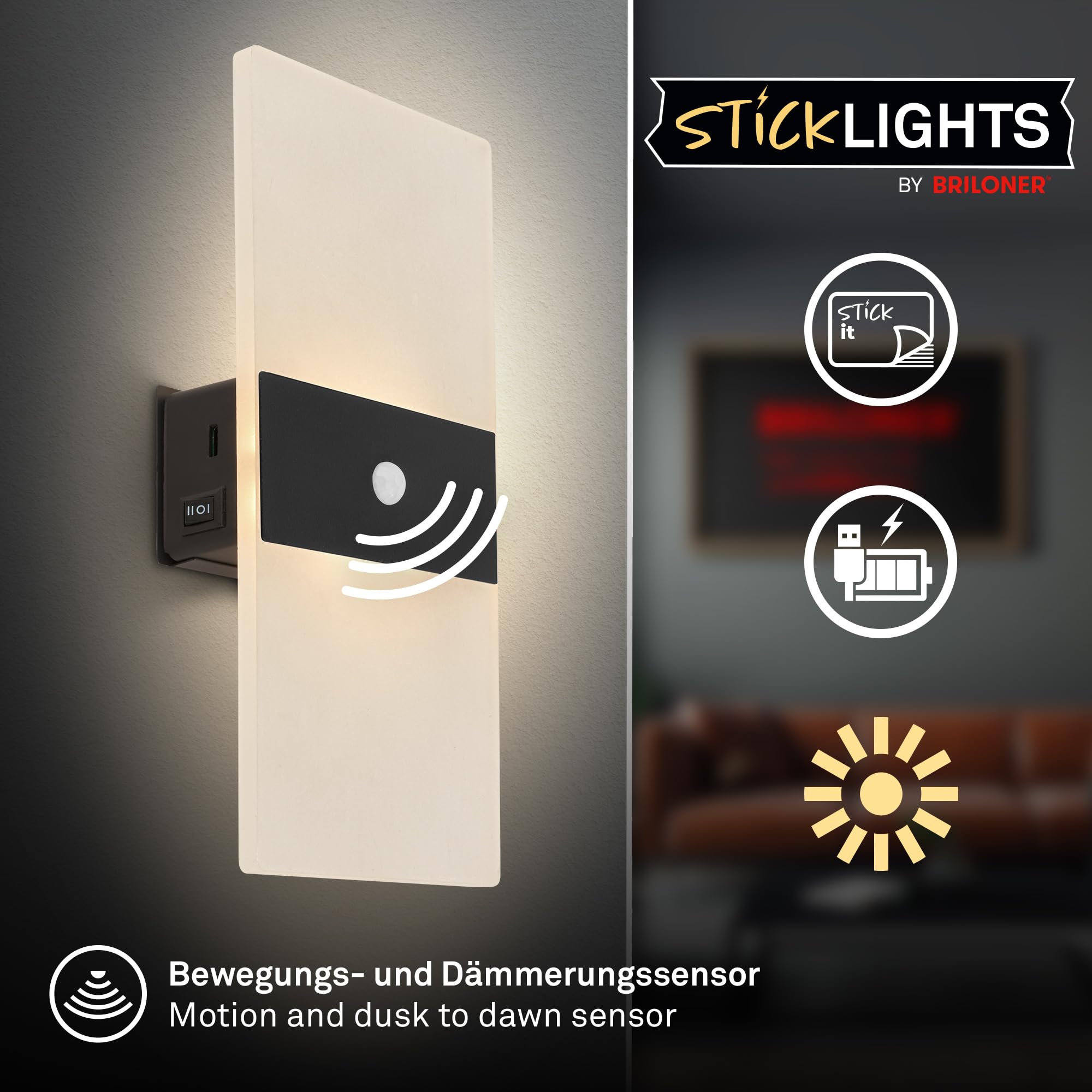 briloner-sticklights-led-wandleuchte-akku-mit-bewegungsmelder-magnetisch-ohne-bo image 2