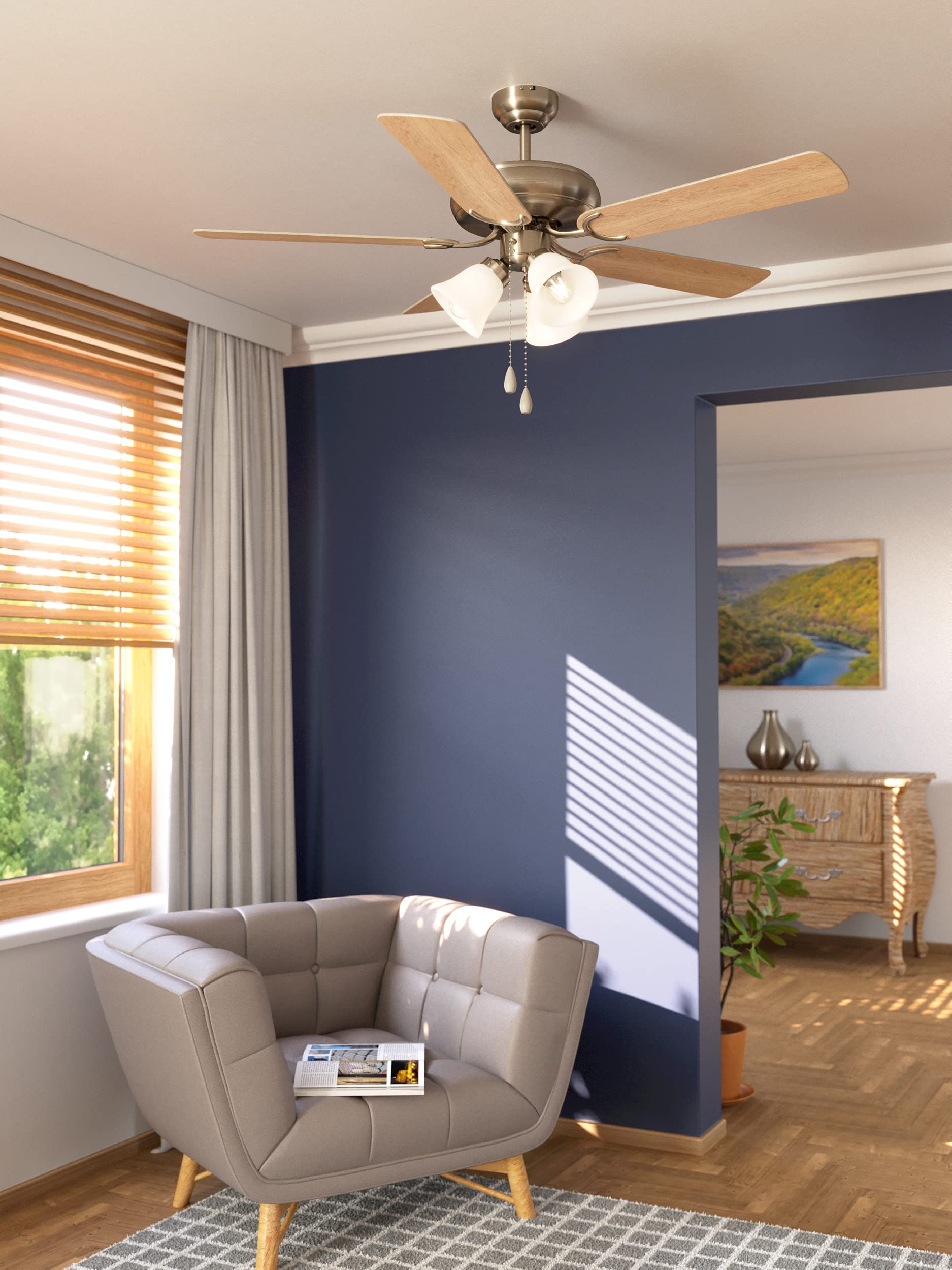 eglo-las-palmas-deckenventilator-132-cm-mit-licht-e27-silber-eiche image 4