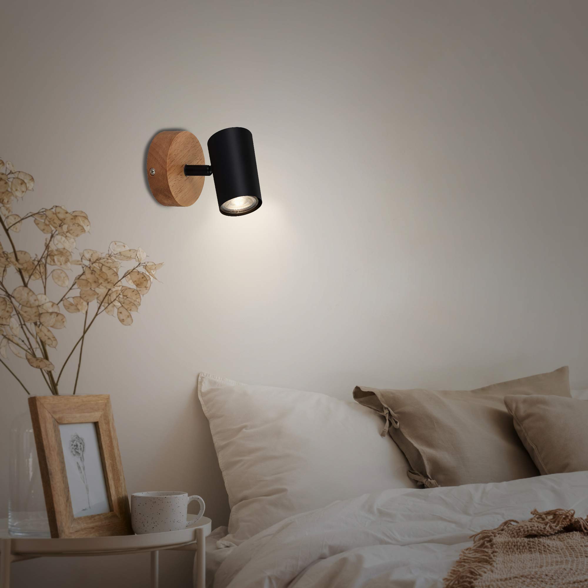 briloner-wandleuchte-innen-schwenkbar-vintage-holzbasis-schwarz-gold-gu10 image 3