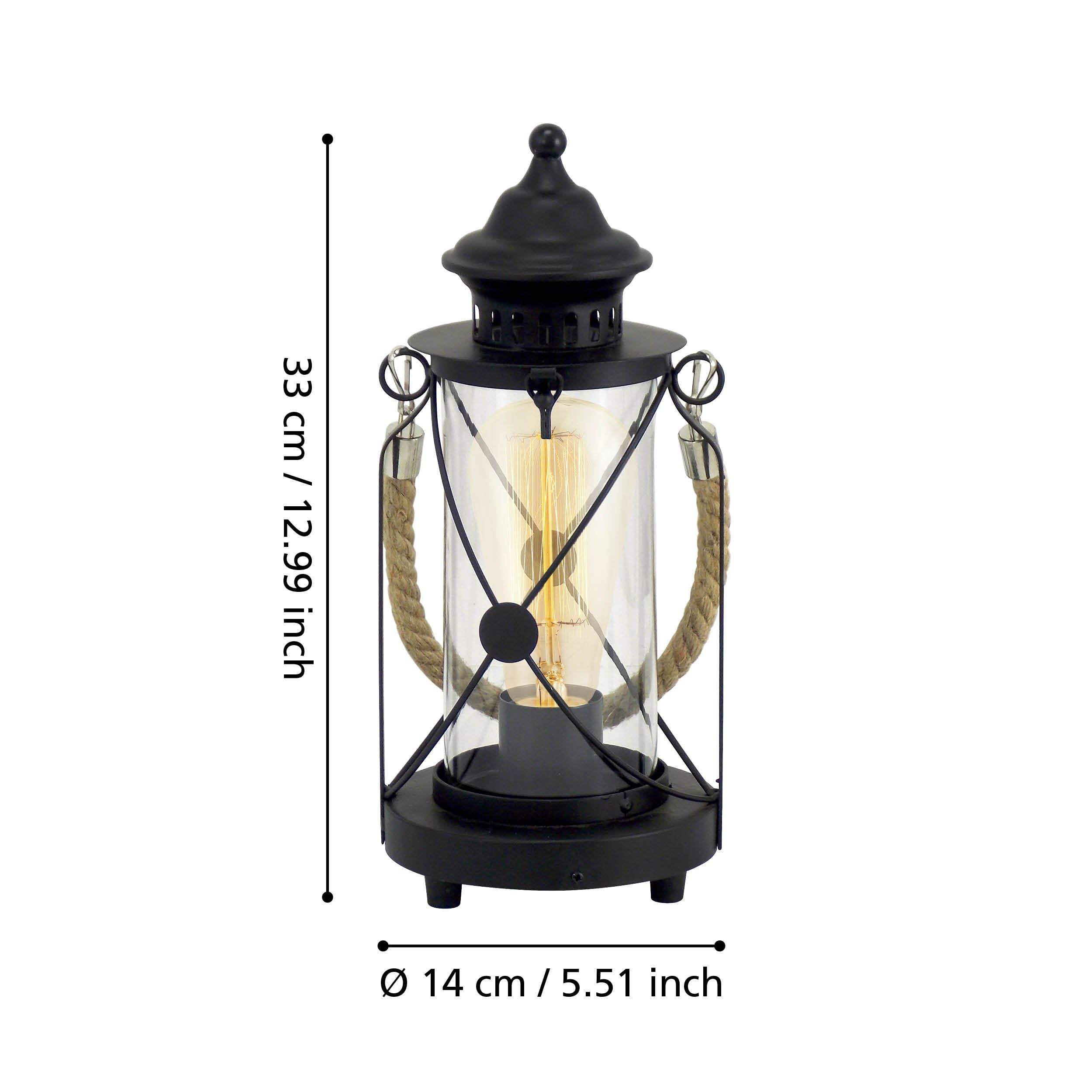 eglo-bradford-tischlampe-vintage-laterne-schwarz-glas-e27 image 7
