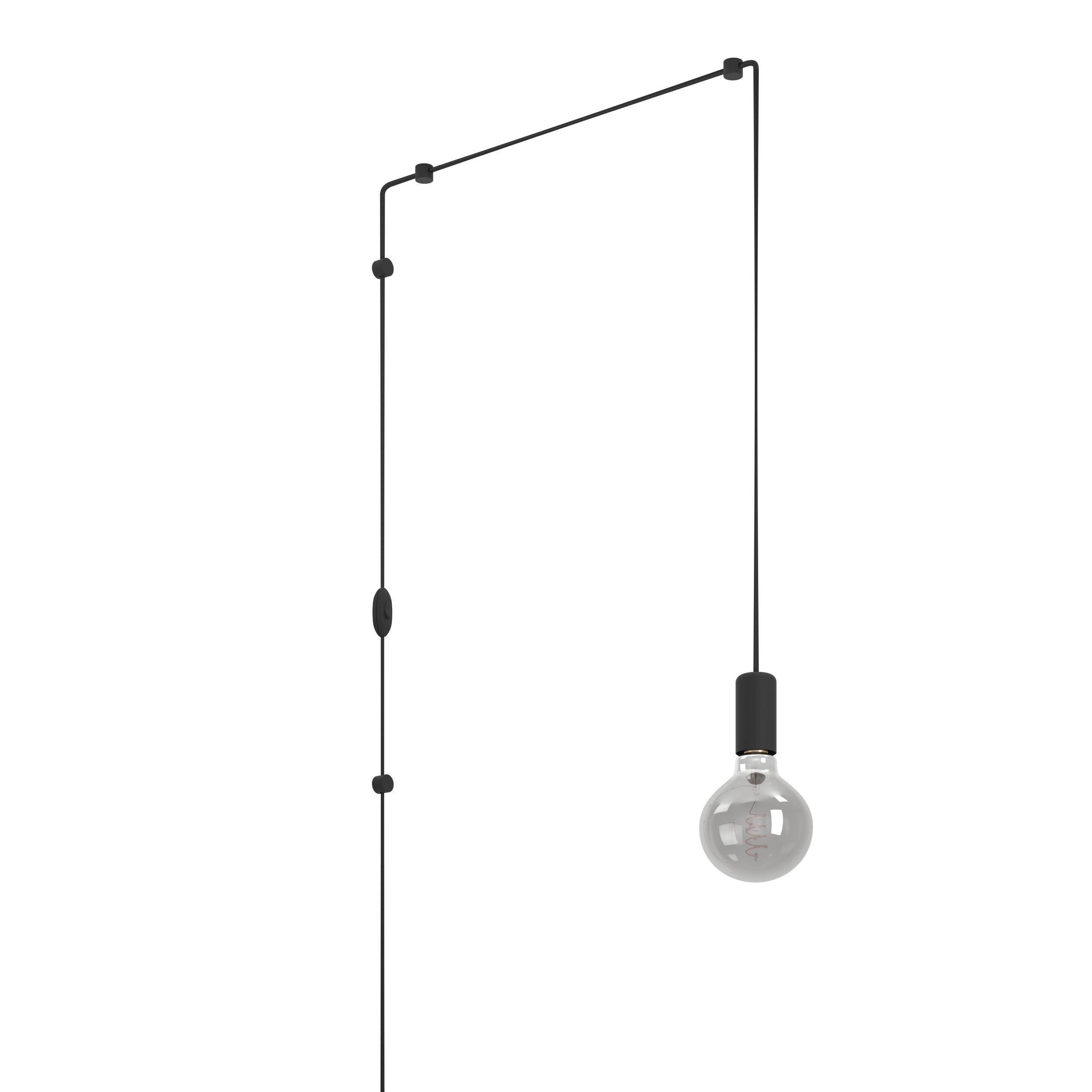 eglo-pinetina-h-ngelampe-e27-mit-stecker-schwarz-metall-pendelleuchte image 1