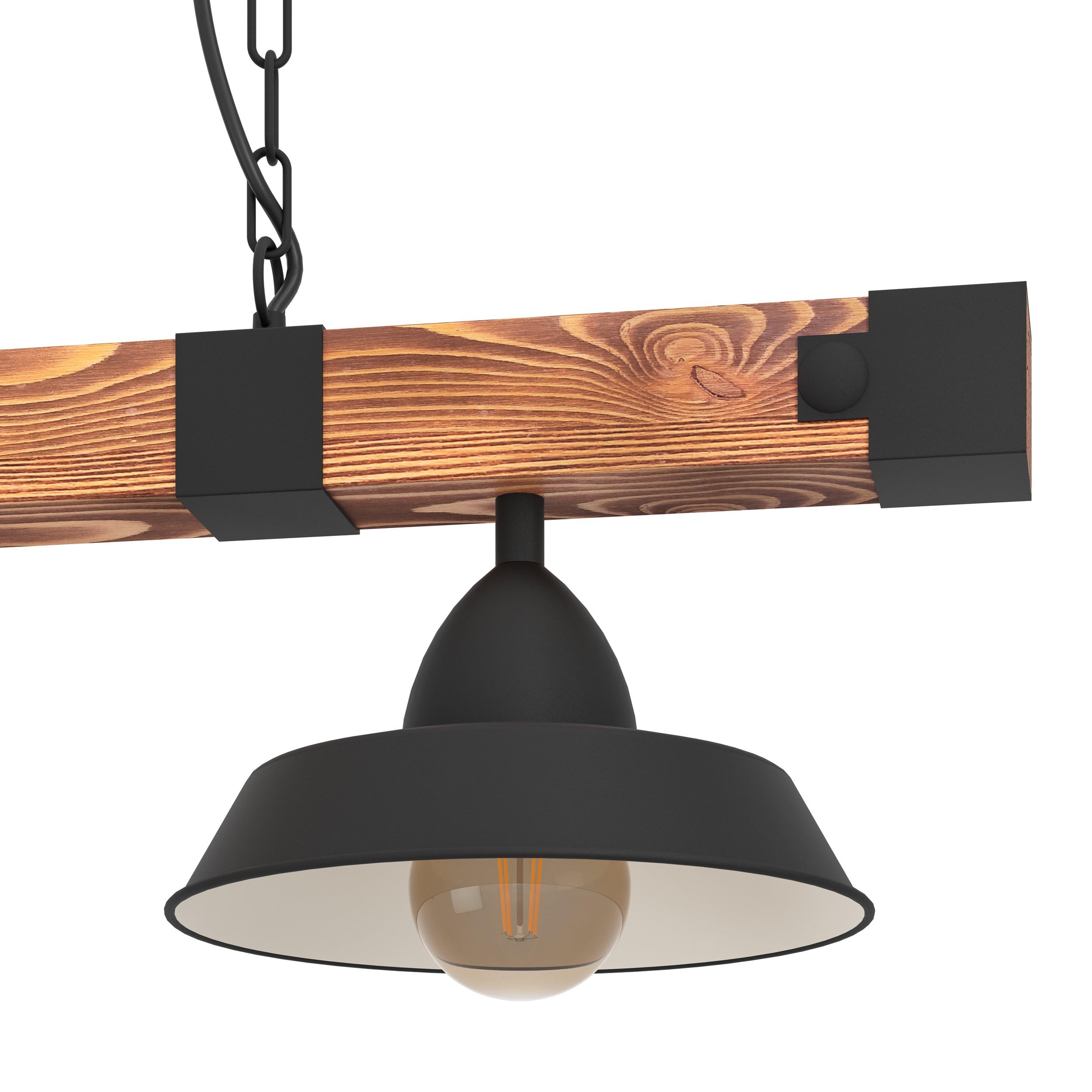 eglo-oldbury-pendellampe-2-flammig-industrial-stahl-holz-e27-schwarz-braun-86cm image 5