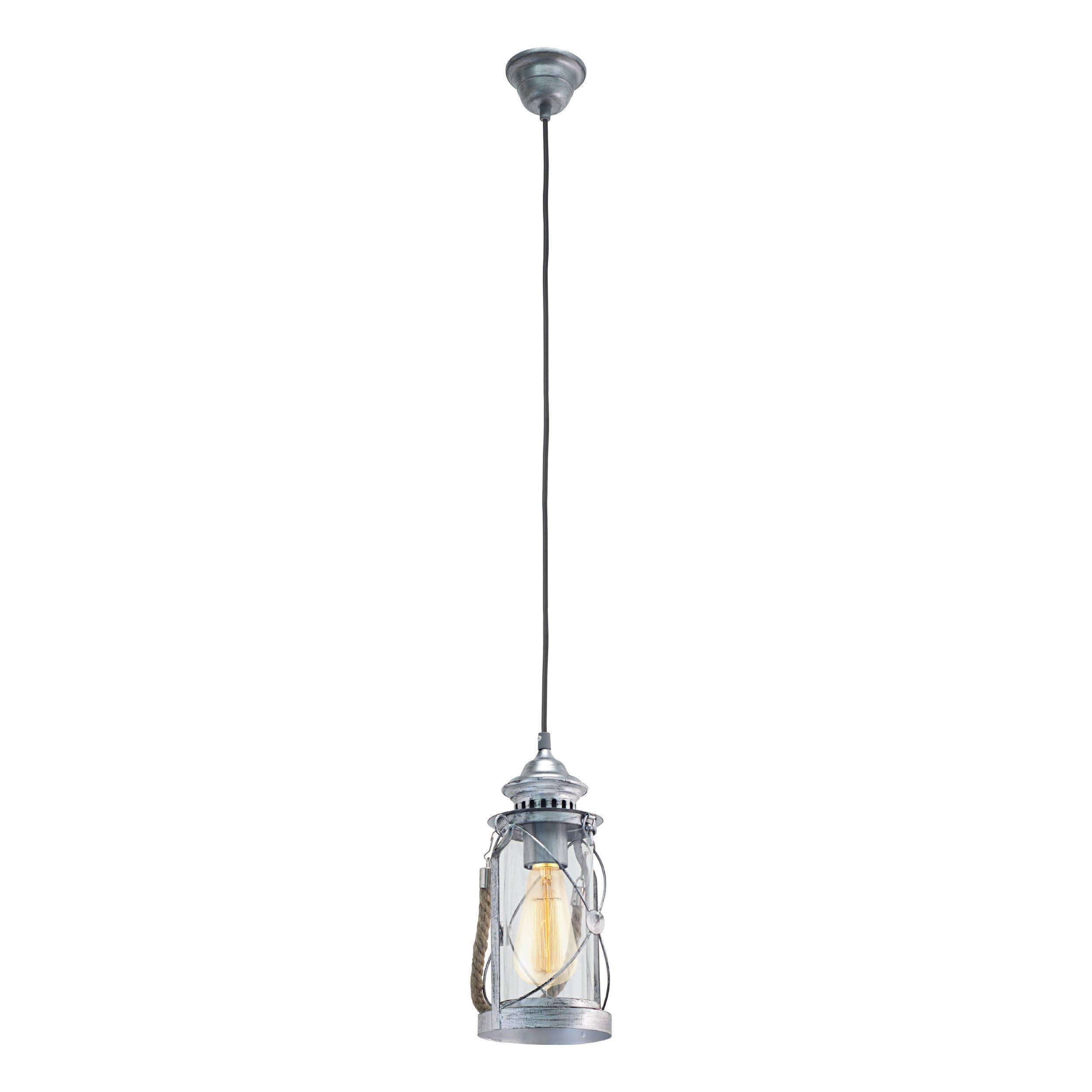 eglo-bradford-vintage-pendellampe-laterne-stahl-silber-antik-klares-glas-e27 image 1