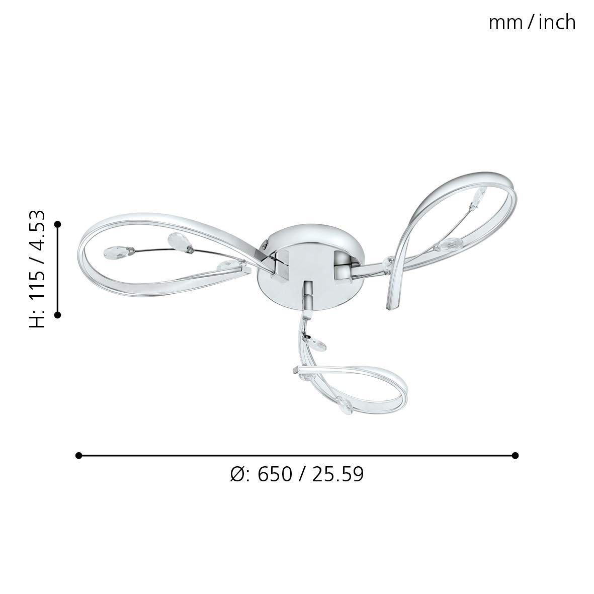 eglo-vallemare-led-deckenleuchte-3-flammig-chrom-65-cm-warmwei-kristall image 2