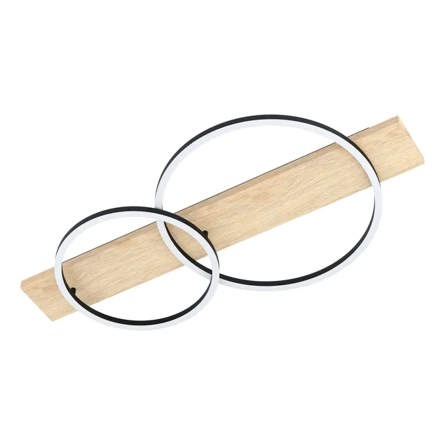 eglo-boyal-led-deckenleuchte-2-flammig-holzbalken-eiche-mit-schwarz-78-cm image 1