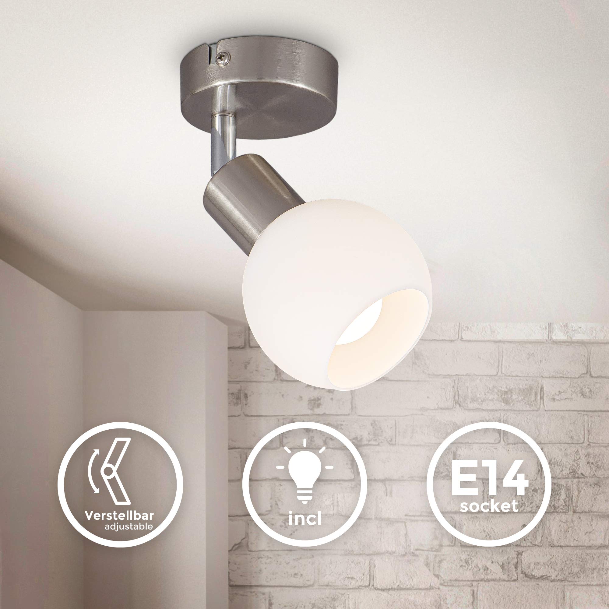 b-k-licht-wand-und-deckenspot-opalglas-matt-nickel-schwenkbar-5w-470lm-warmwei image 2