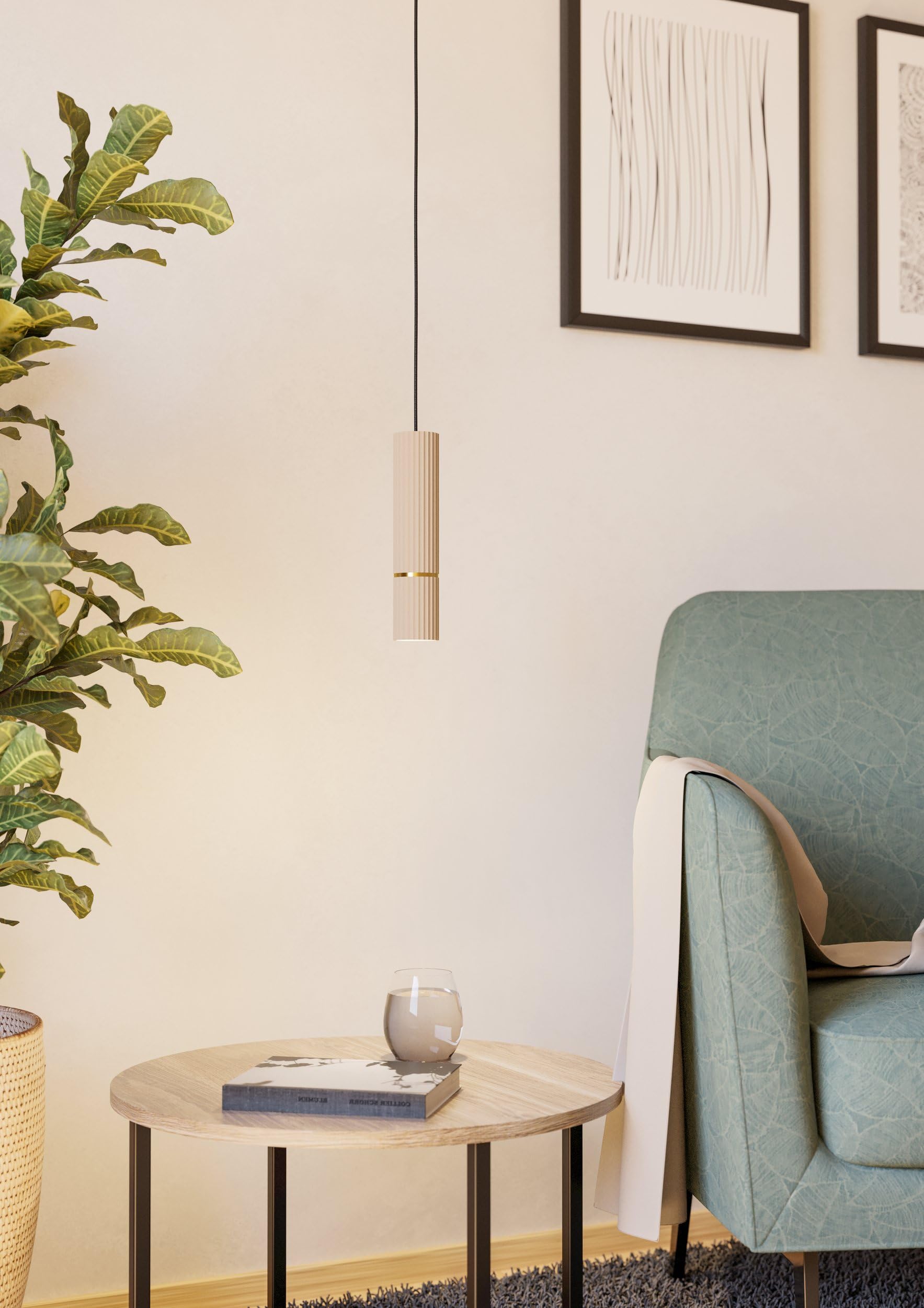 eglo-caminia-led-pendelleuchte-gu10-beige-gold-h110cm-6cm image 3